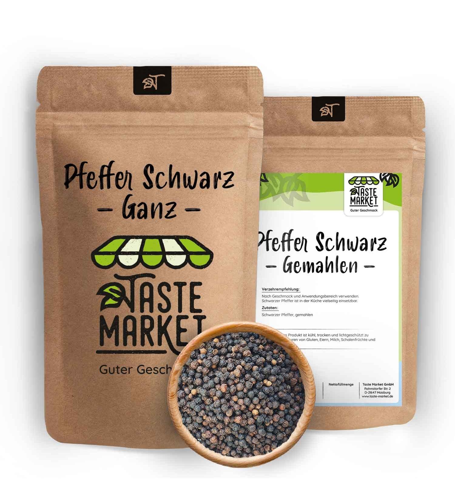  TASTE Guter Geschmack 2 x 1kg black pepper | whole peppercorns | black pepper | whole pepper mill | 2000g - Buy Online on GoSupps.com
