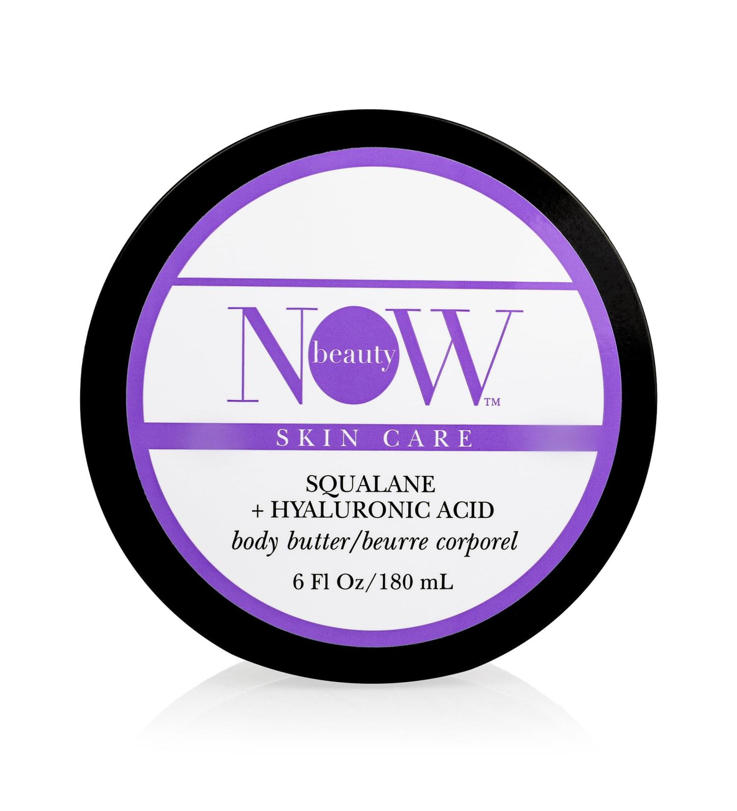 NOW BEAUTY Squalane Body Butter - Squalane and Hyaluronic Acid Body Lotion with Hydrating Coconut Oil and Shea Butter - Luxurious Moisturizing Non-Greasy Cream for Dry Skin - 6 oz - Buy Online on GoSupps.com