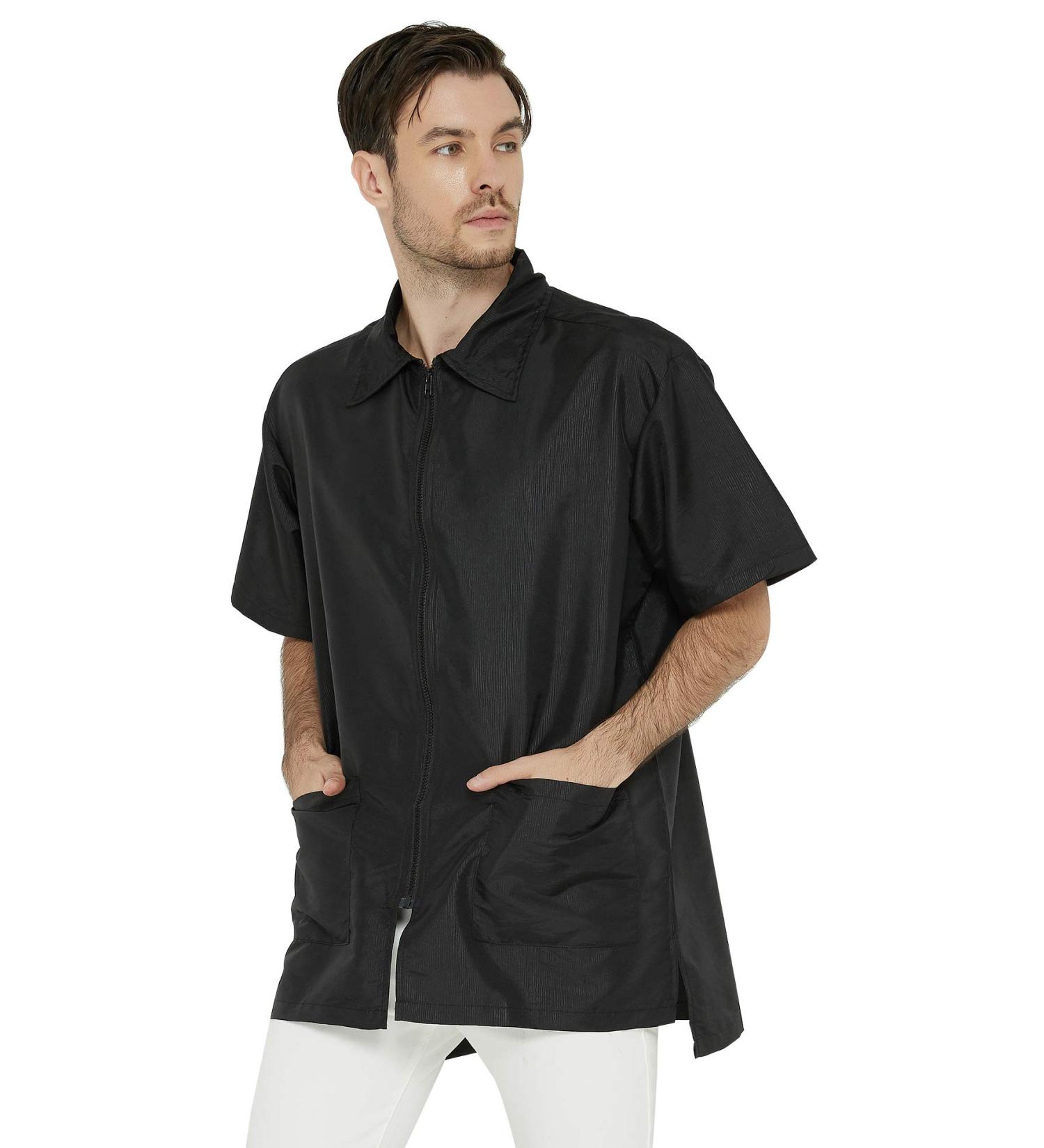 PERFEHAIR Barber Jacket for Men | Hair Stylist Grooming Smock Vest Shirt - Black - International Shipping Available - Buy Online on GoSupps.com