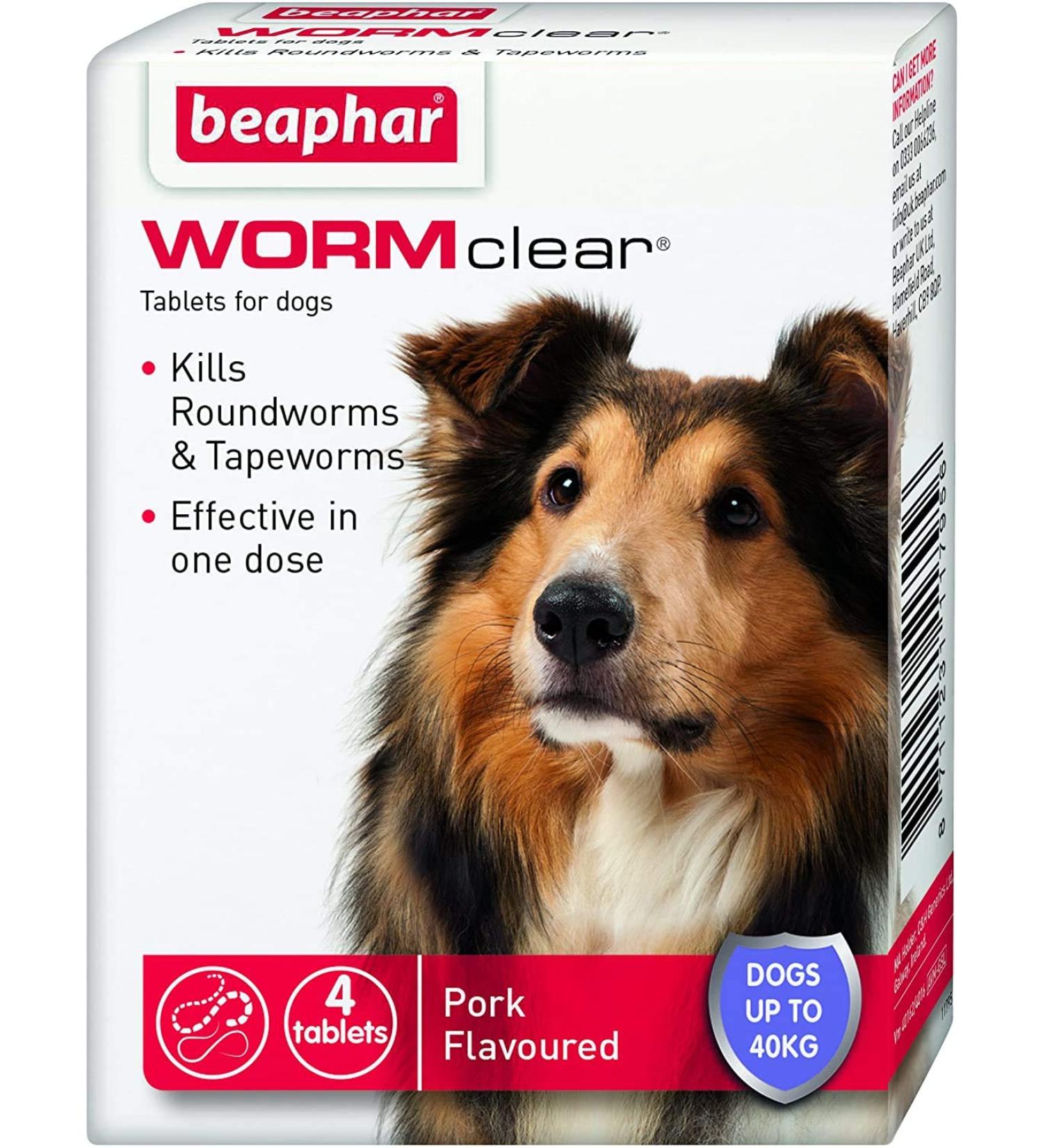 Beaphar Wormclear Dog Uptp 40kg 4 Tablets (Pack of 6)