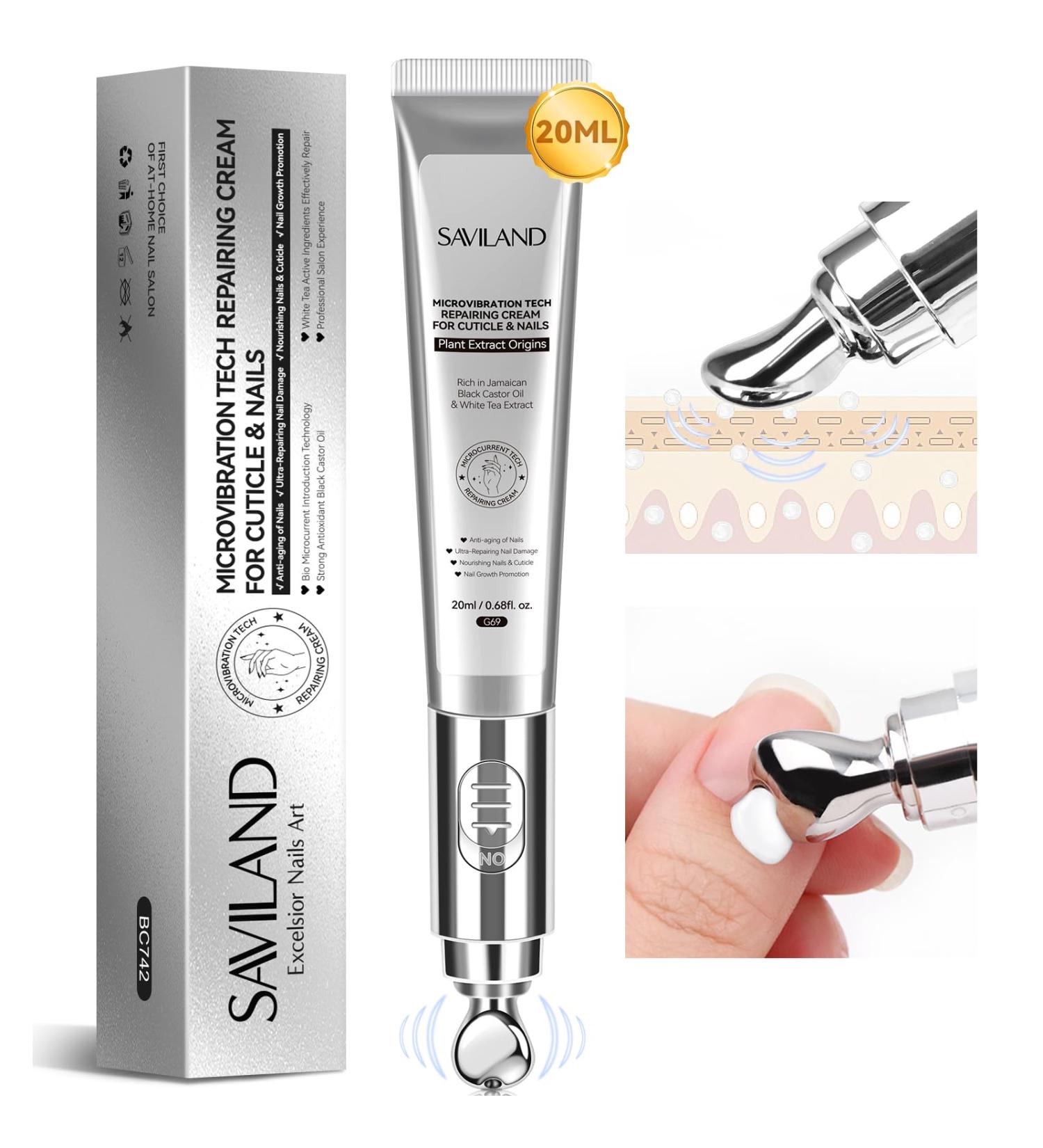 SAVILAND 2024 Ultra-Repairing Cuticle Cream - 20ml Organic Black Castor Oil & Vitamin E for Deep Hydration Nail Care & Repair - Strengthen Aging Damaged Cuticles - Home Use - Buy Online on GoSupps.com