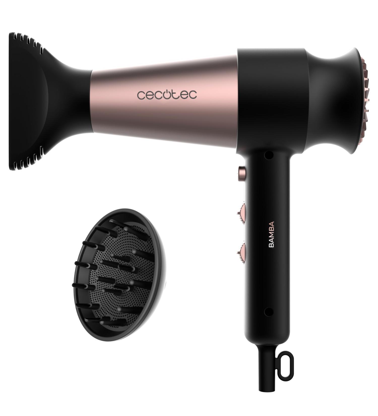 Cecotec Hairdryer Bamba IoniCare RockStar Retro 2000W Digital motor 110000 rpm Light and quiet Ion technology Includes Concentrator and Diffuser - Buy Online on GoSupps.com
