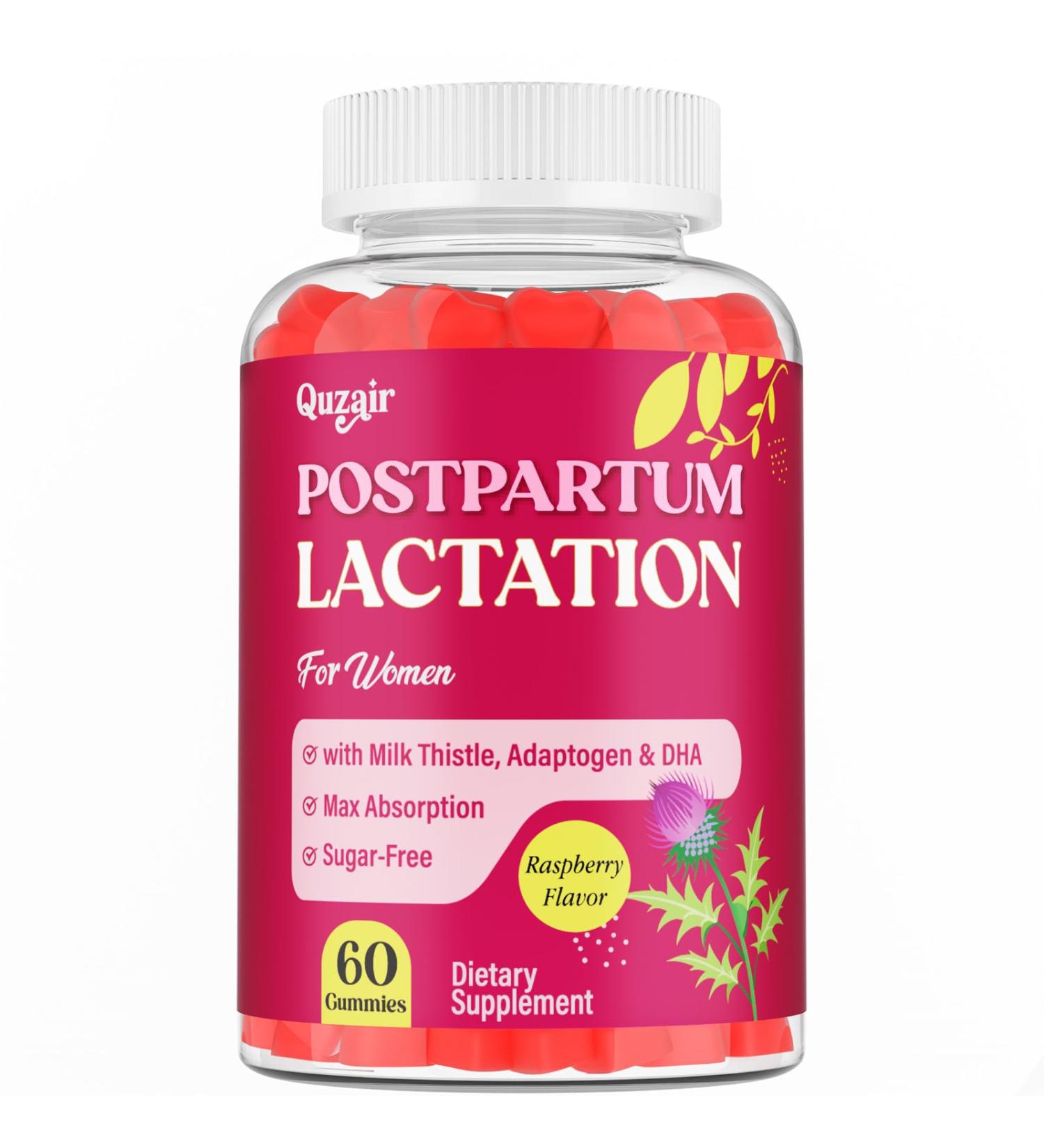 Lactation Supplement Postpartum Lactation Support Gummies with Milk Thistle Ashwagandha Omega-3 As Breast Milk Supply Booster for Brestfeeding Recovery Hair Growth Sugar Free Vegan 60 Count - Buy Online on GoSupps.com