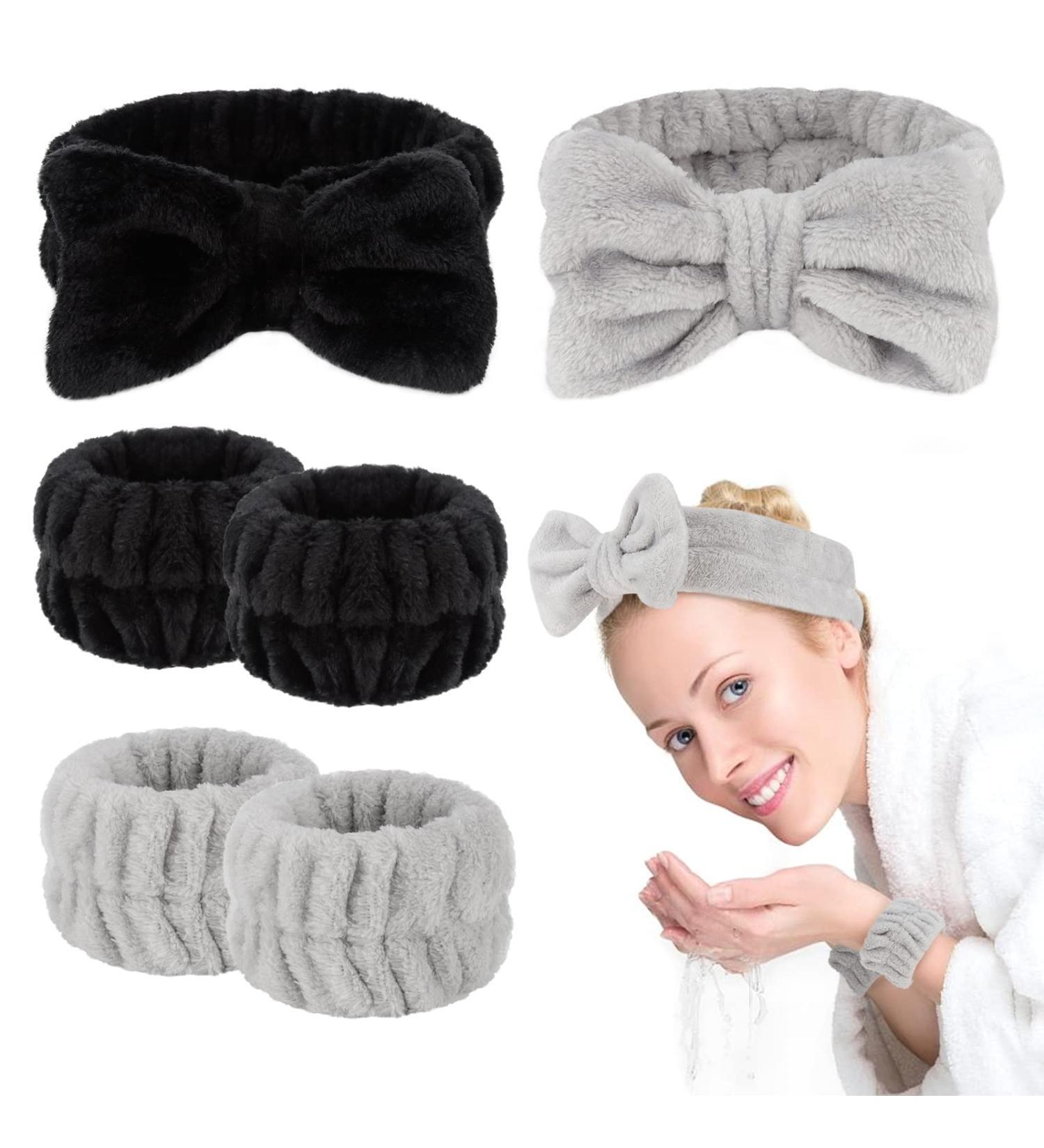 Araluky 6 Pcs Spa Headband Wrist Washband Scrunchies Set for Face Washing - No Drip Cleansing Cuffs - Buy Online on GoSupps.com