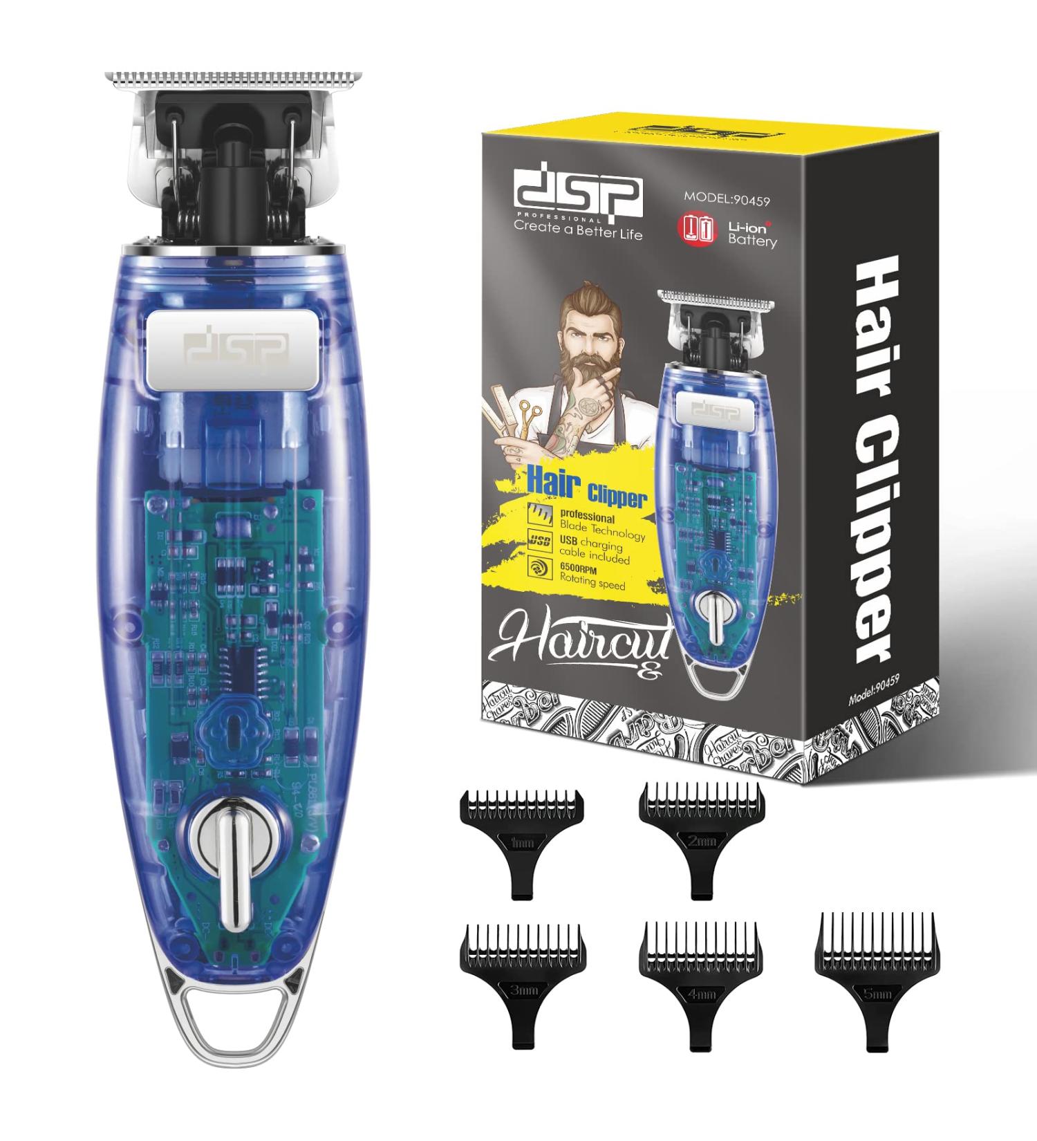 DSP Hair Trimmer for Men - Zero Gapped T Blade Clipper Rechargeable Hair Edger Professional Shape Up Clipper in Blue Transparent - Buy Online on GoSupps.com