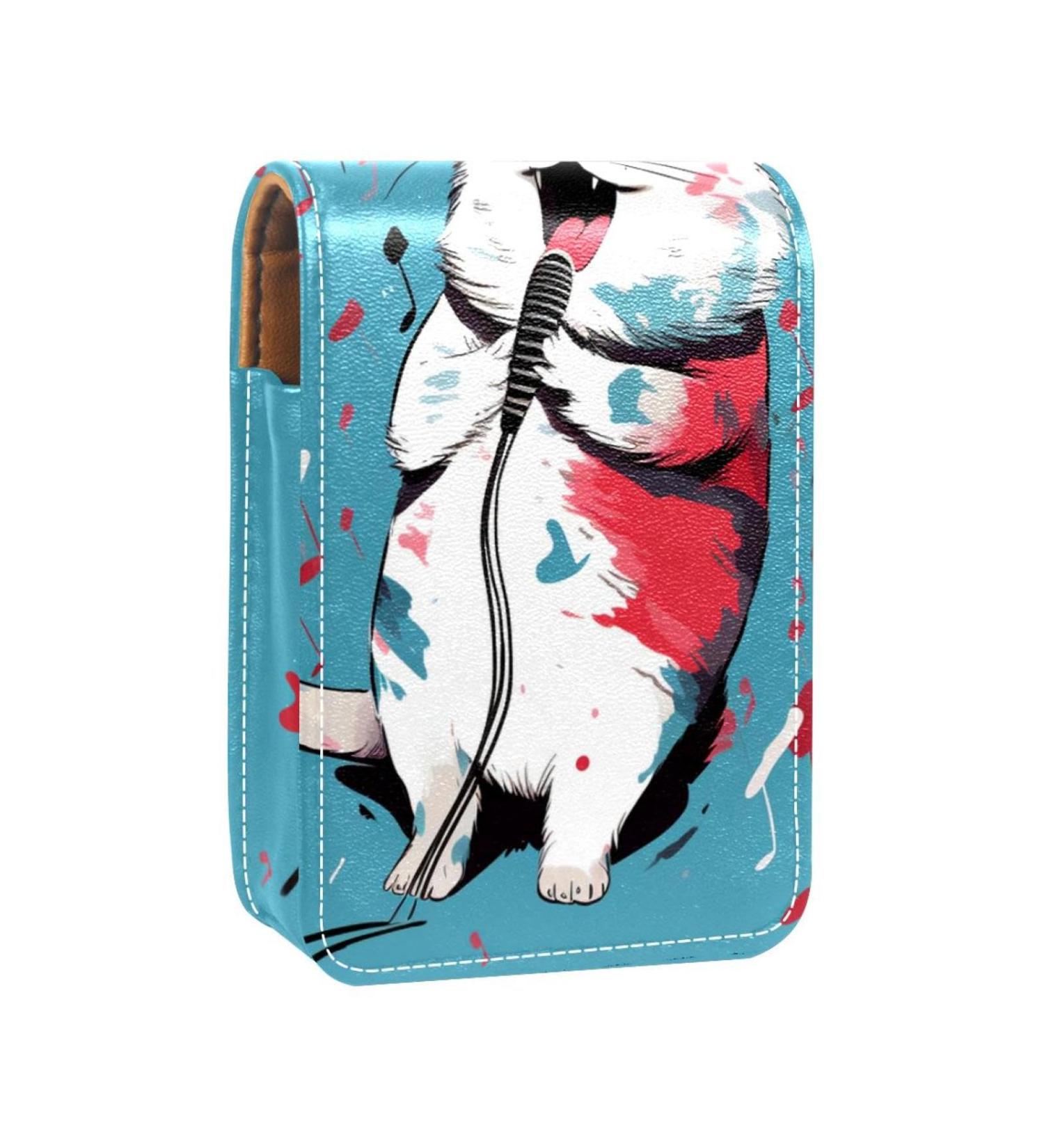 Travel Lipstick Organizer Case | Portable Makeup Bag with Mirror | Cartoon Cat Design - Shop Internationally - Buy Online on GoSupps.com