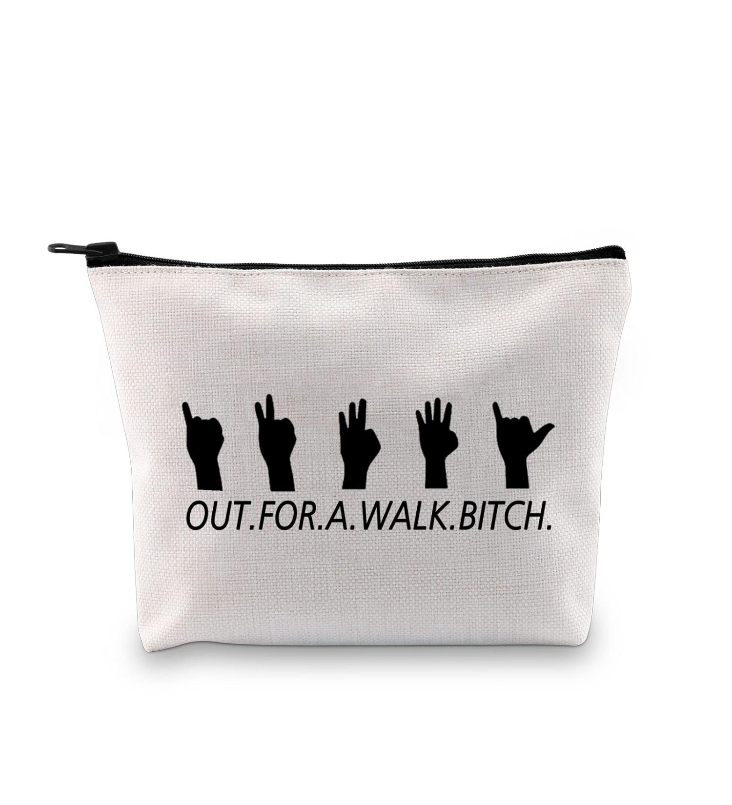 Buffy TV Show Inspired 'Out For A Walk Bitch' Zip Pocket Make-Up Bag Perfect for Vampire Fans | Free International Shipping - Buy Online on GoSupps.com