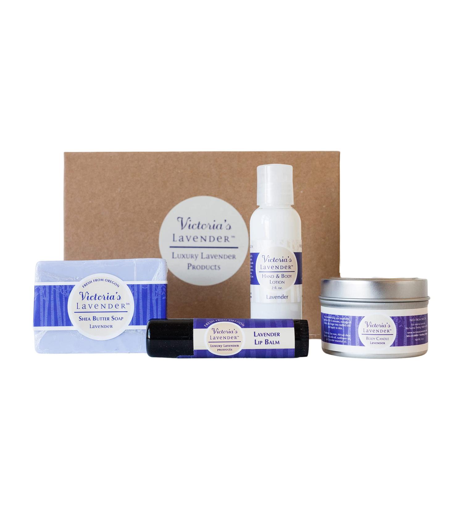 Victoria's Lavender Natural Body Products Gift Set | Handmade Soap Lotion Lip Balm and Body Candle - Perfect Skin Care Gifts for Women - Buy Online on GoSupps.com