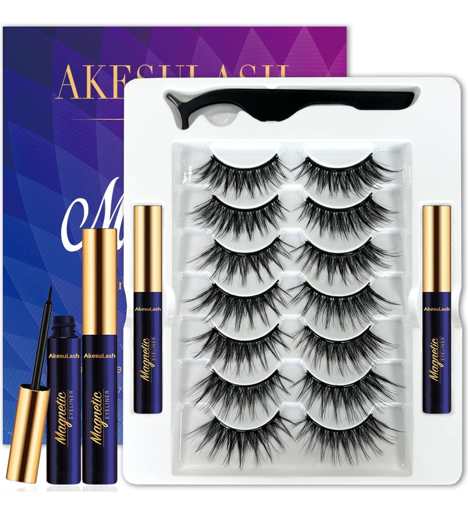 Magnetic Eyelashes Natural Look - 3D Cat-Eye Wispy Lashes with Applicator Magnetic Liner Reusable & Cruelty-Free - 7 Pairs for Stunning Eyes - Buy Online on GoSupps.com