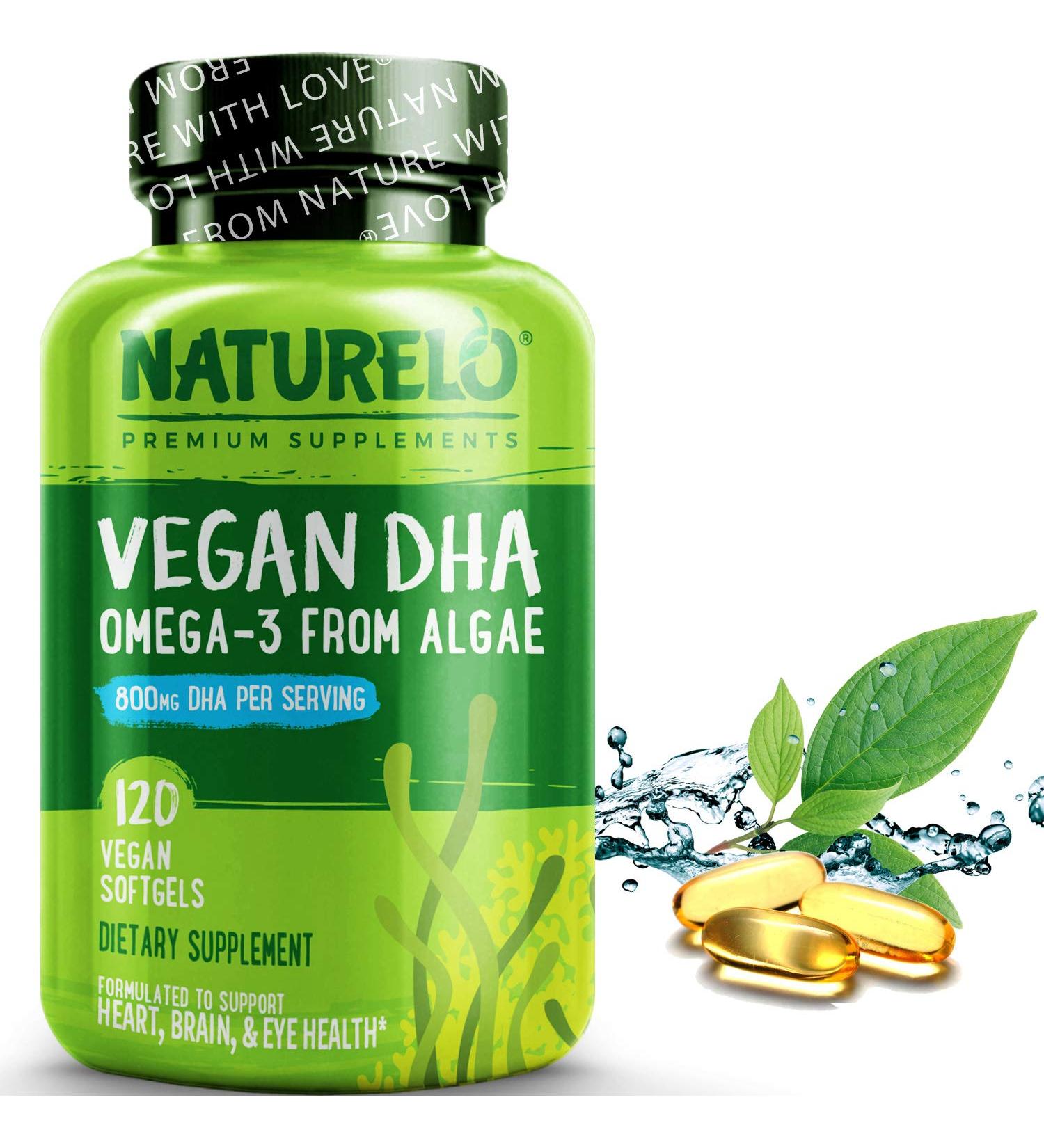 Buy NATURELO Vegan DHA Omega-3 Algae 800 mg - 120 Vegan Softgels - Buy Online on GoSupps.com
