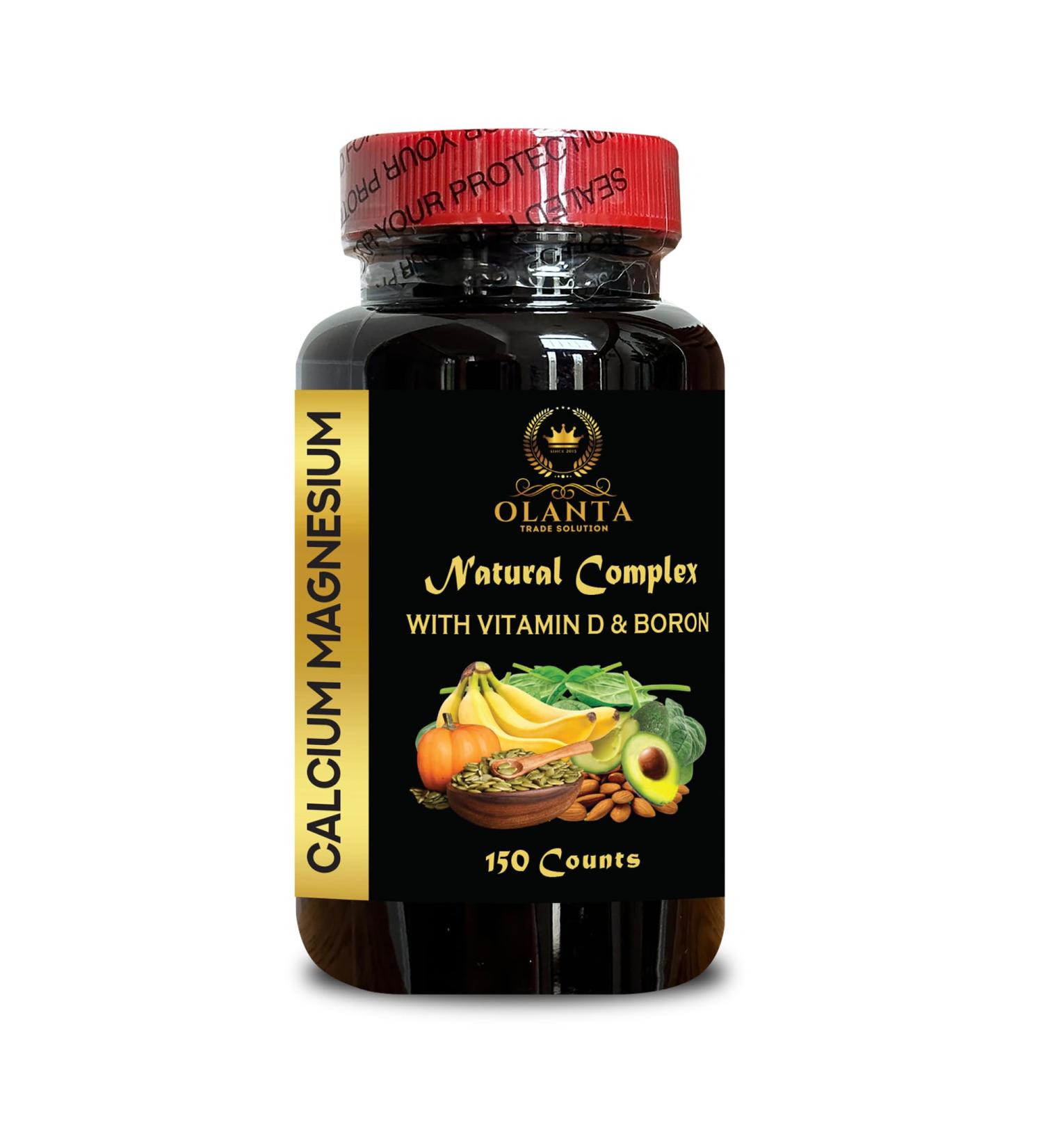 Calcium Magnesium Boron + Vitamin D3 Premium Daily Support for Men & Women Vegan Capsules | 1 Bottle 150 Counts - Buy Online on GoSupps.com