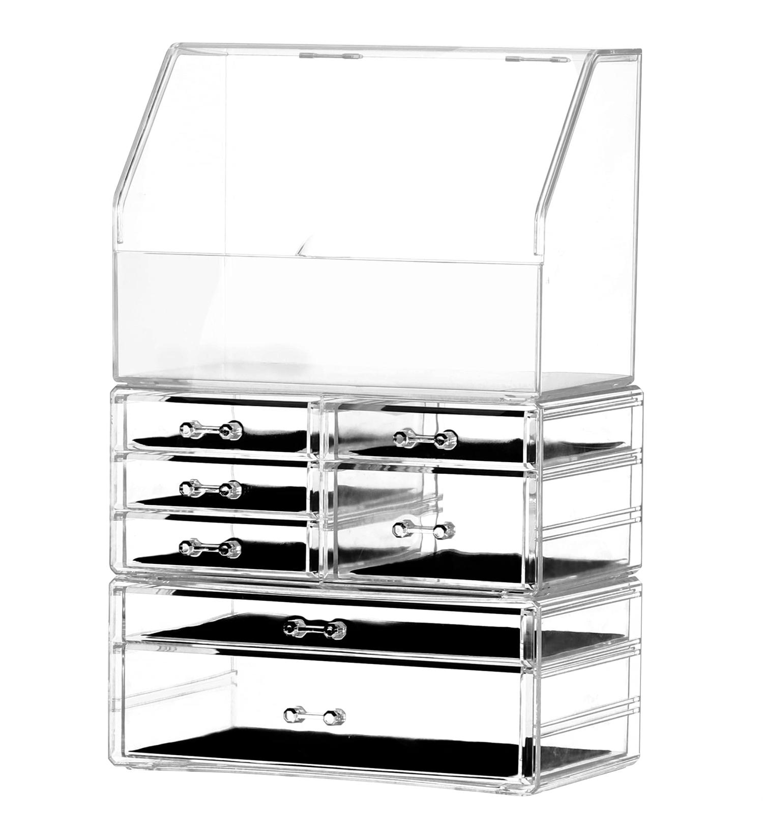 Stackable Acrylic Cosmetic Display Cases - 7-Drawer Waterproof Makeup Organizer Set of 3 - Buy Online on GoSupps.com