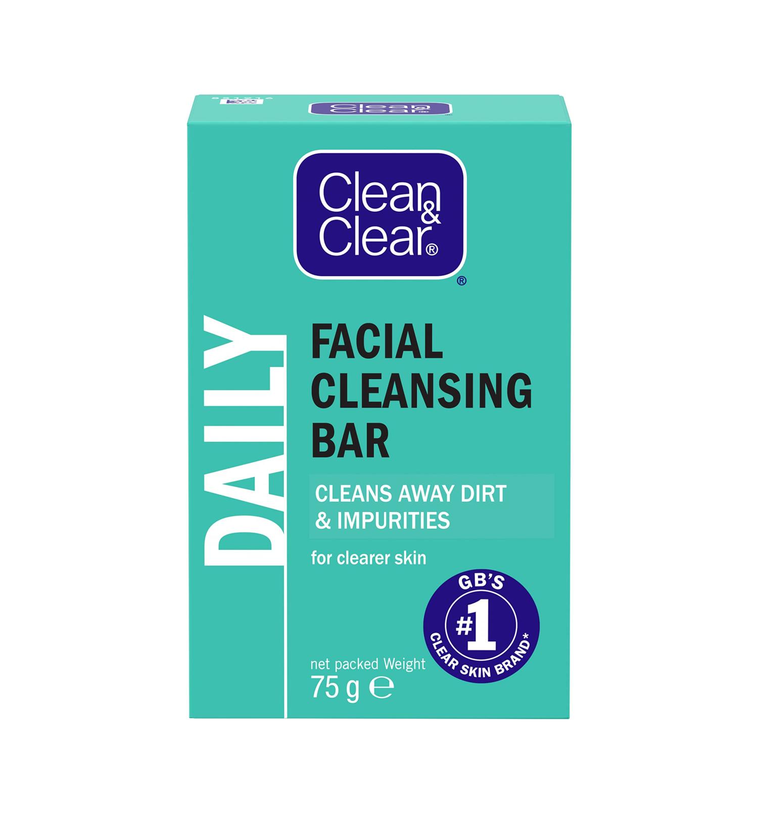 Clean & Clear Facial Cleansing Bar 75g - Gentle Cleansing Bar for Clear Skin - Pack of 1 - Buy Online on GoSupps.com