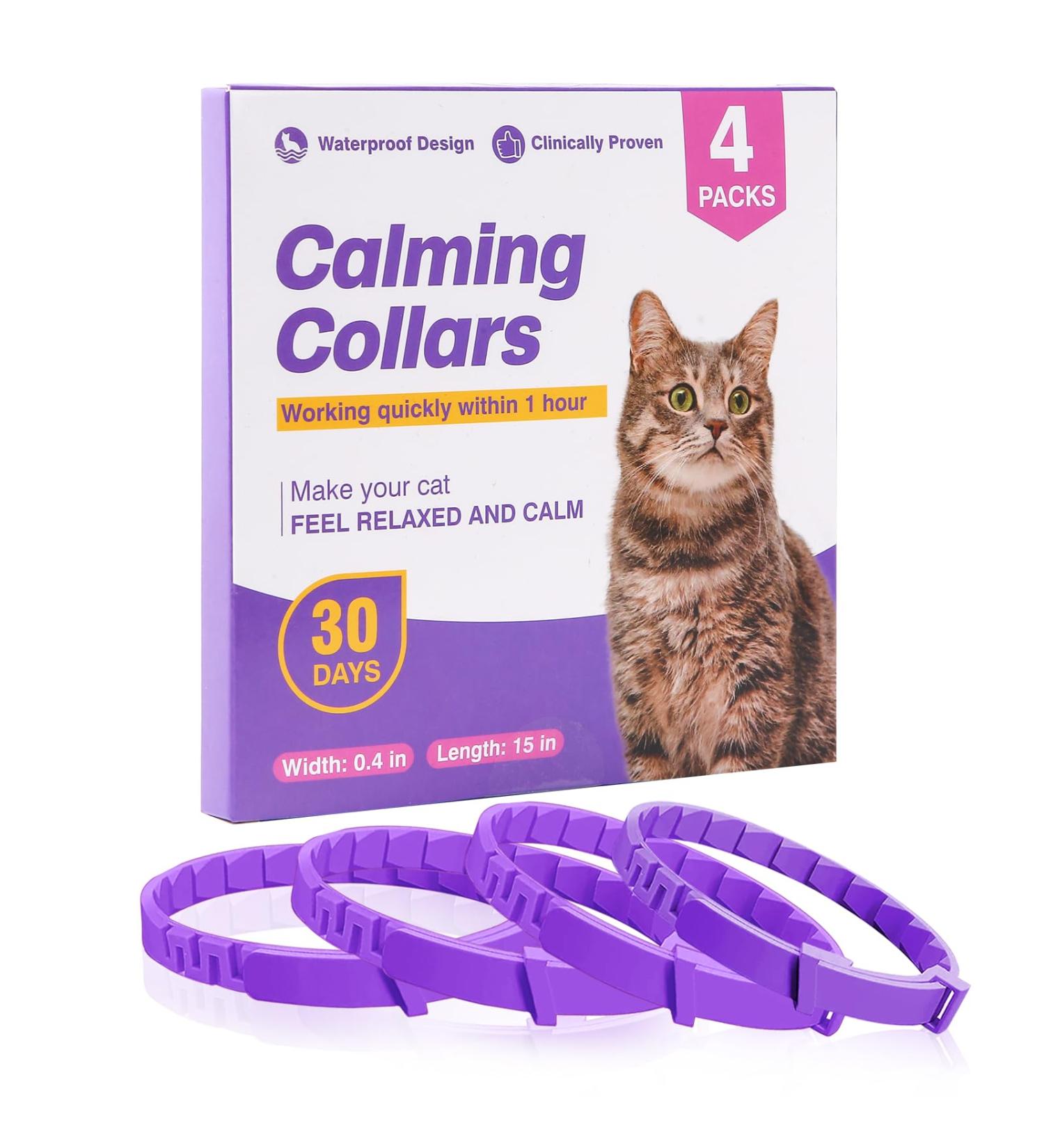 4 Pcs Pheromone Cat Calming Collars - Stress Relief & Comfort Starter Kit for Cats | Adjustable Anti-Stress Solutions - Buy Online on GoSupps.com