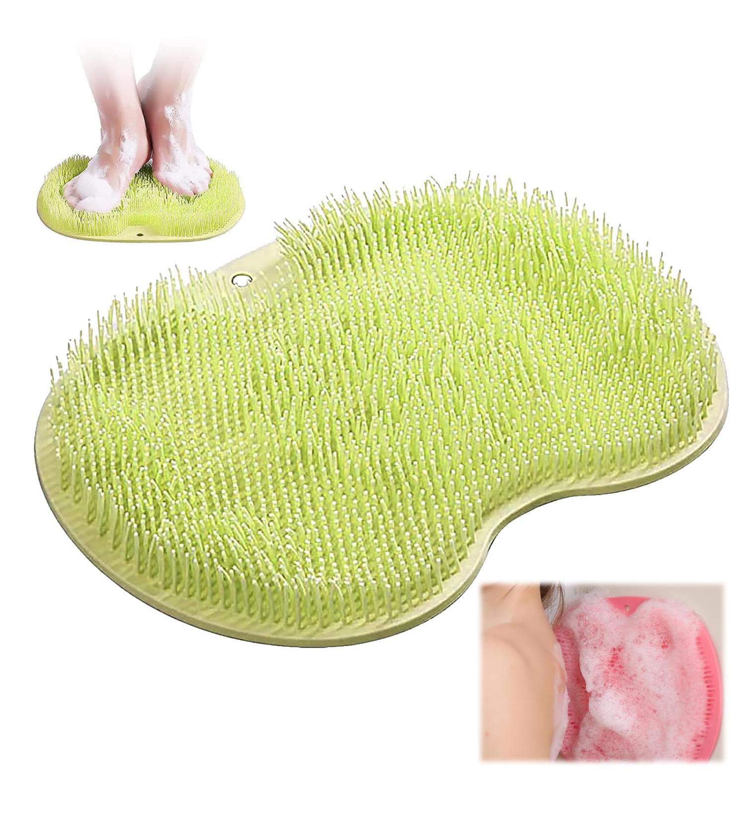 Slip-Proof Silicone Massage Pad & Back Scrubber Relaxing Foot Brush with Suction Cup | Green Massage Cleaner for Deep Cleaning & Peeling - Buy Online on GoSupps.com