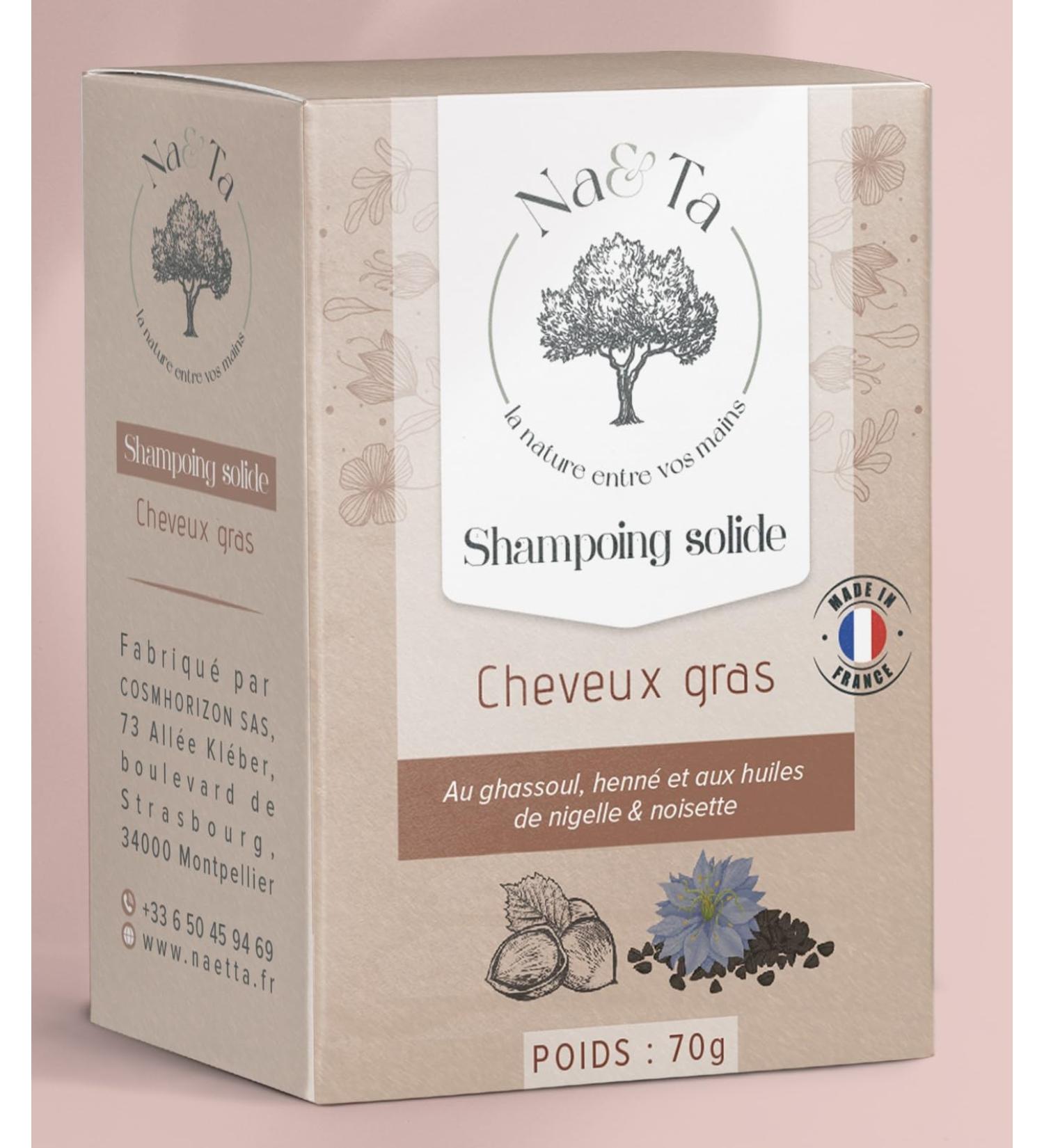 Na&Ta - Natural ultra-gentle ecological solid shampoo (dry) - oily hair - with Rhassoul black cumin oil hazelnut oil and henna powder fragrance-free - vegan - zero waste - Made in France - 70g - Buy Online on GoSupps.com