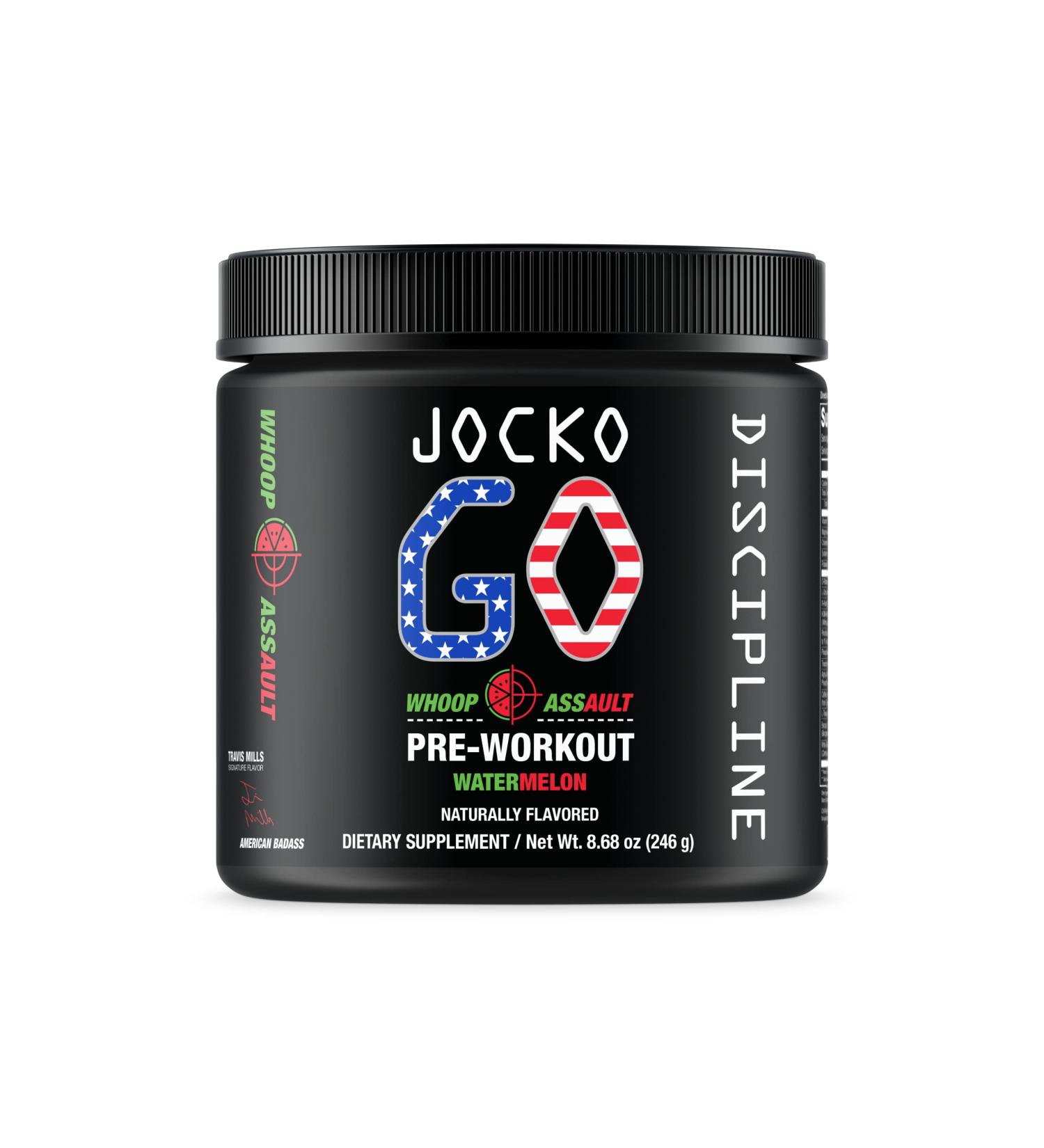 Jocko GO Pre Workout Watermelon - KETO Nootropic Blend with Vitamin C, Caffeine, L Citrulline - Sugar Free - Supports Muscle Pump, Endurance & Recovery - 30 servings - Buy Online on GoSupps.com