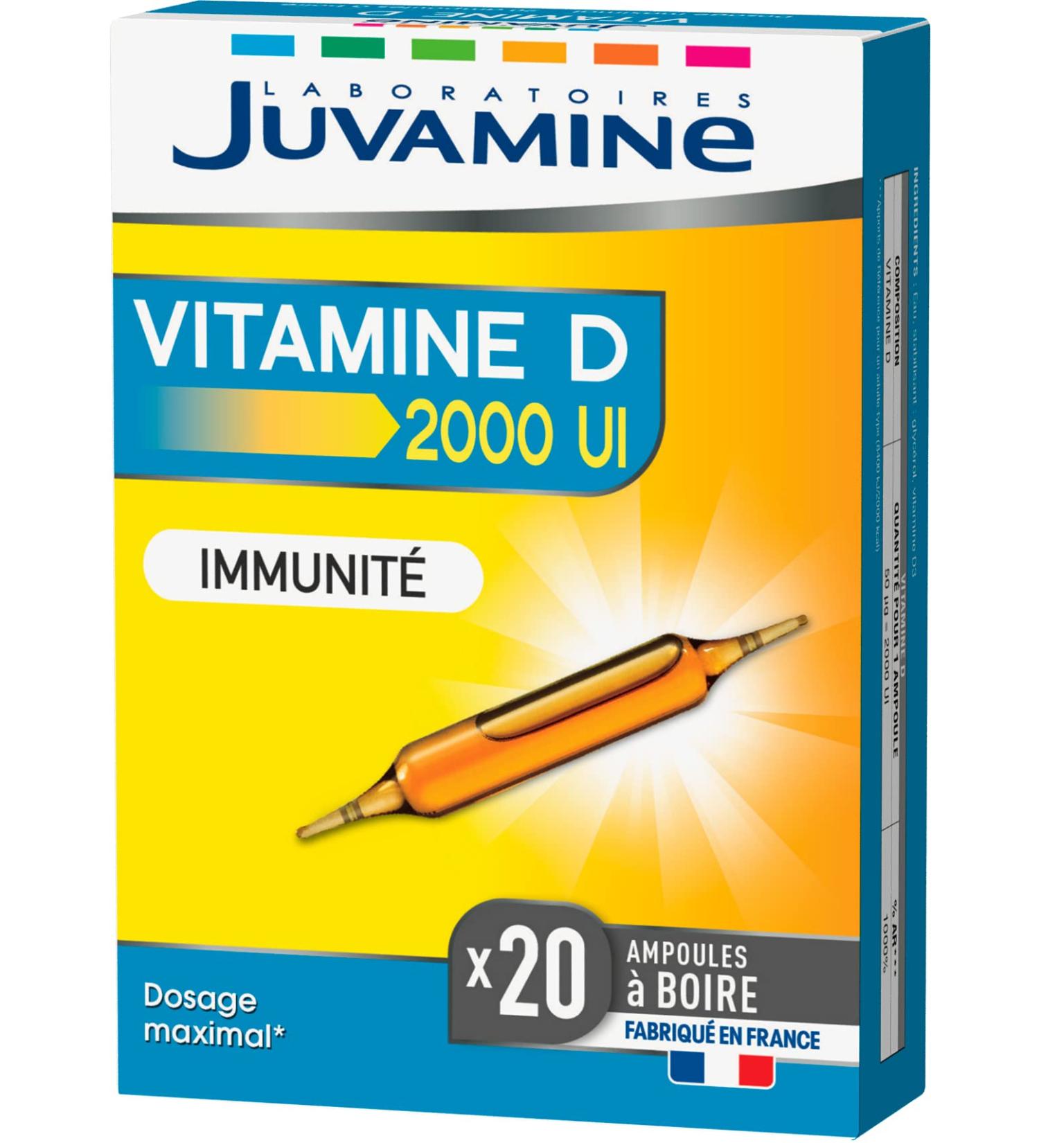 JUVAMINE - Immunity - Vitamin D 2000 IU 50ug - Immune Defenses - Box of 20 Ampoules (Pack of 1) - Buy Online on GoSupps.com