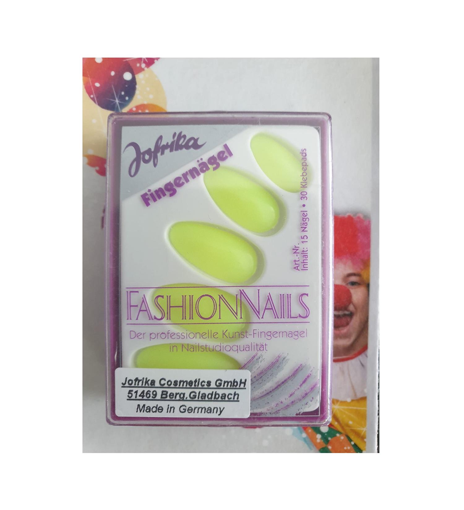 narrenkiste Ri16816 neon yellow ladies fashion nails fingernails with adhesive pads