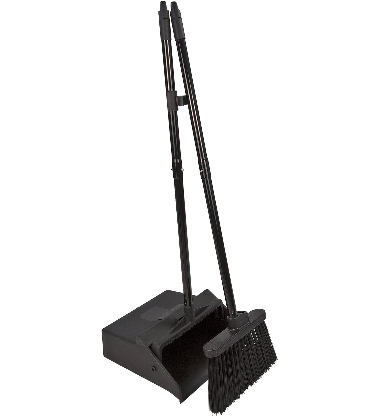 Duo-Pan Plastic Lobby Pan and Duo-Sweep Broom Combo | 36 Overall Length x 11-51/64 Width | Black - Buy Online on GoSupps.com