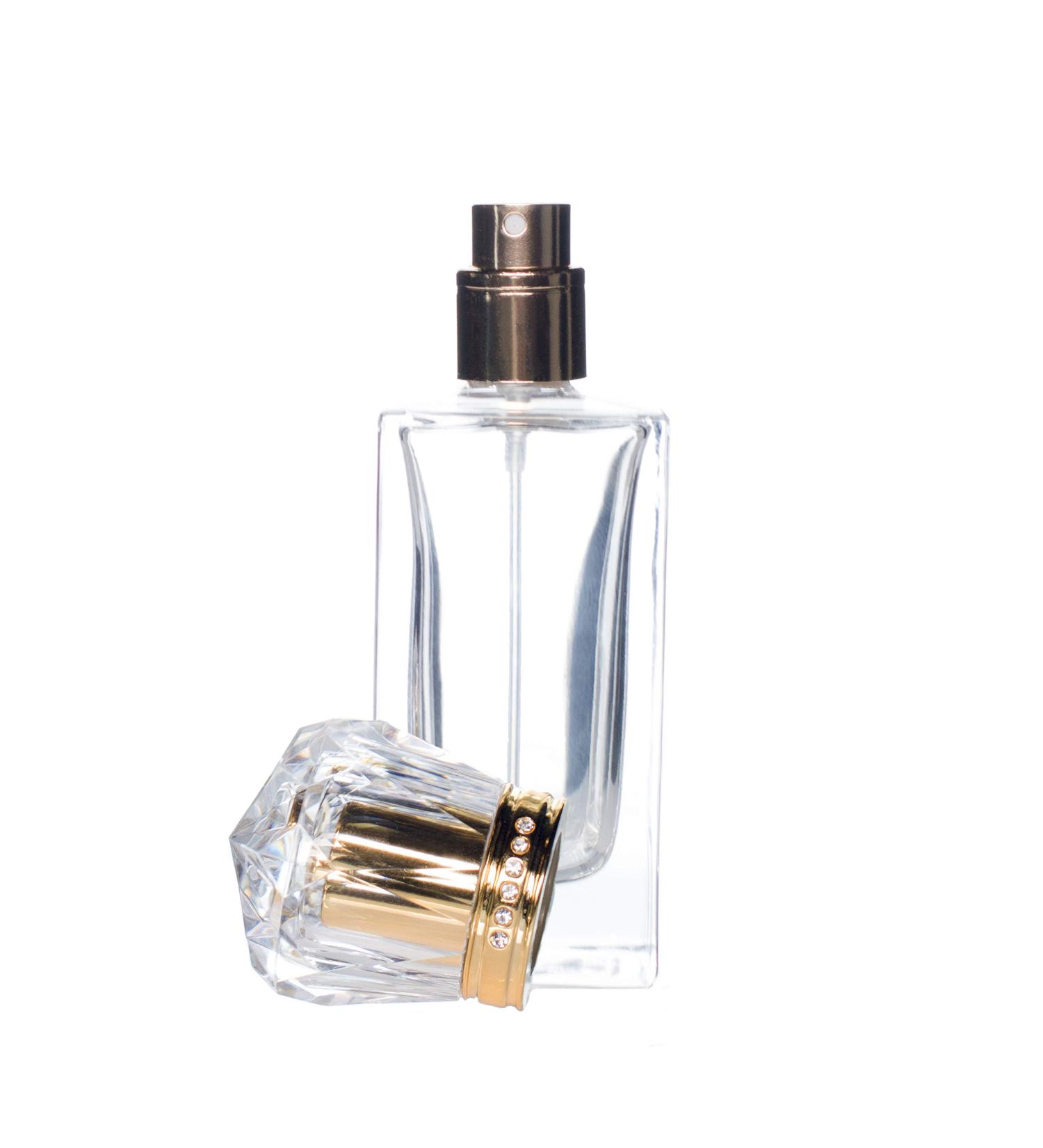 Luxury 50ml Perfume Atomizer - Empty with Crystal Cap in Gold | International Shipping Available - Buy Online on GoSupps.com