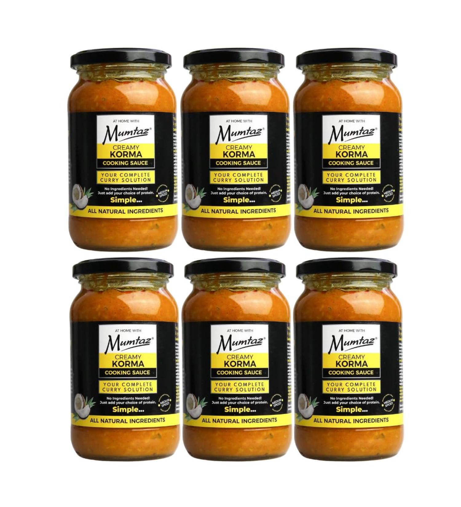 Mumtaz CREAMY KORMA Indian Curry Cooking Sauce - Pack of 6 x 350g - Restaurant Quality At Home - Serves 4-5 - Buy Online on GoSupps.com