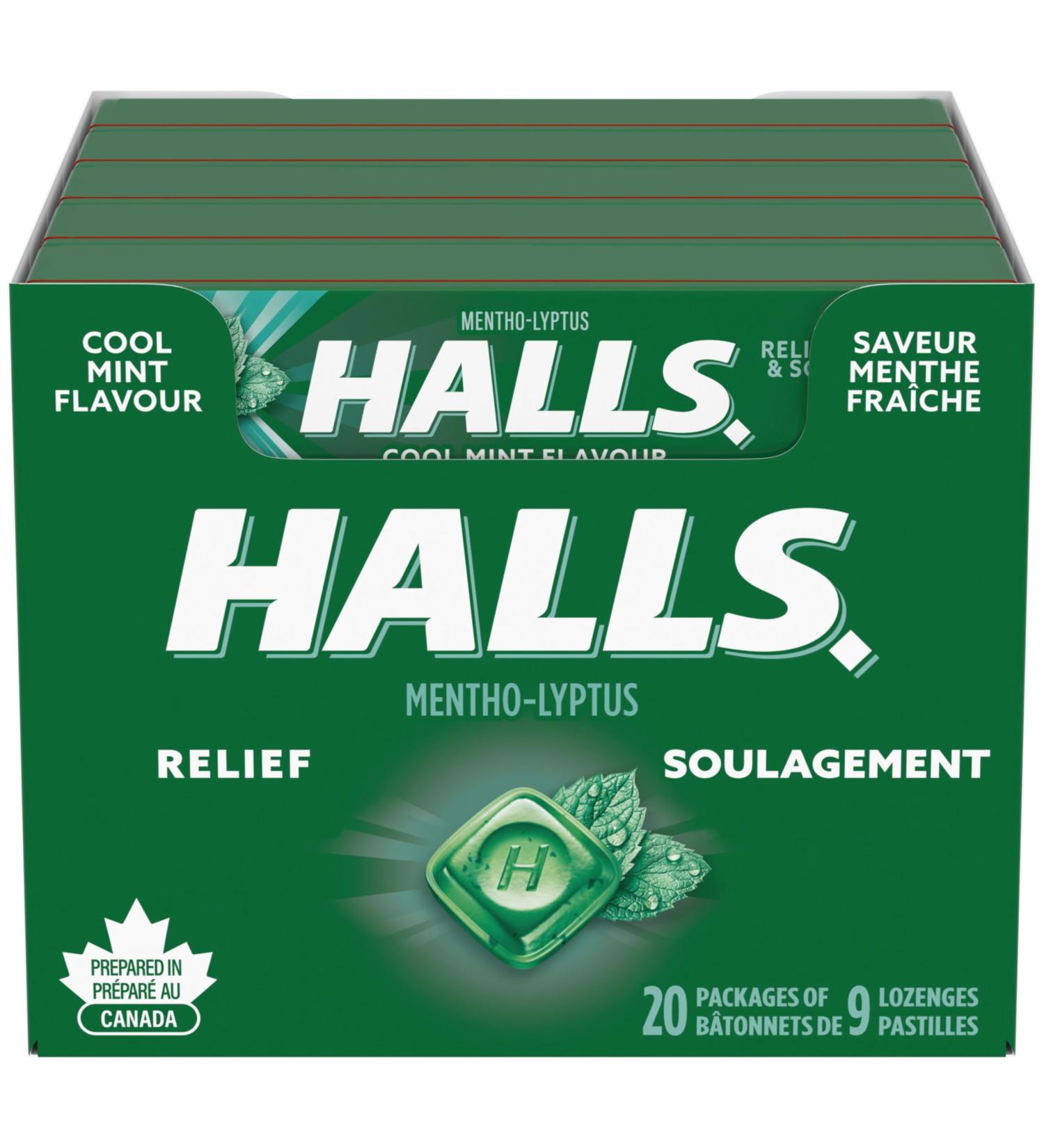 Halls Mentho-Lyptus Cool Mint - 9 Count Singles (Pack of 20) | International Shipping Available - Buy Online on GoSupps.com