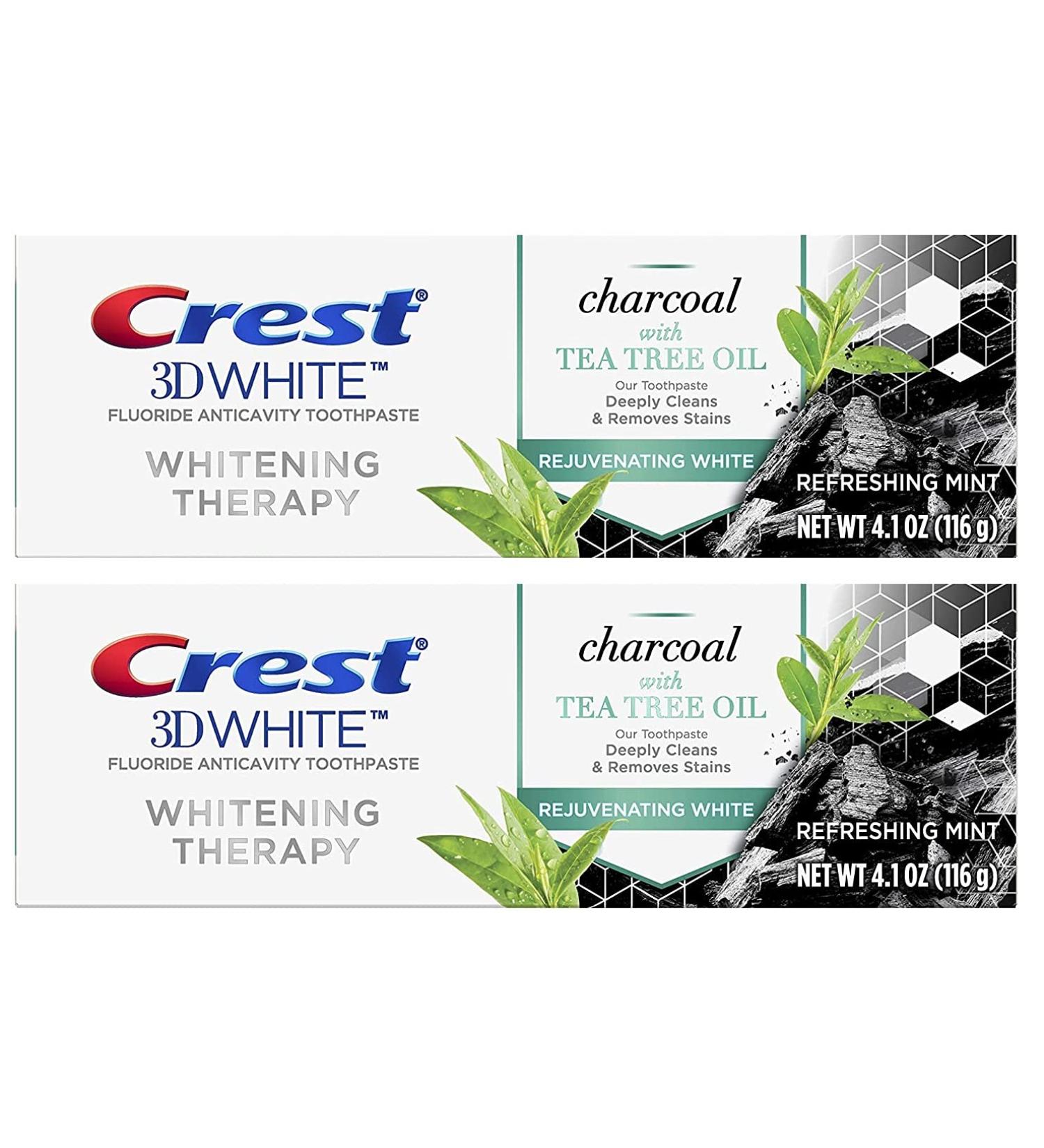 Crest 3D White Whitening Therapy Charcoal Toothpaste with Tea Tree Oil, 2-Pack - 4.1 oz (116g) each - Buy Online on GoSupps.com