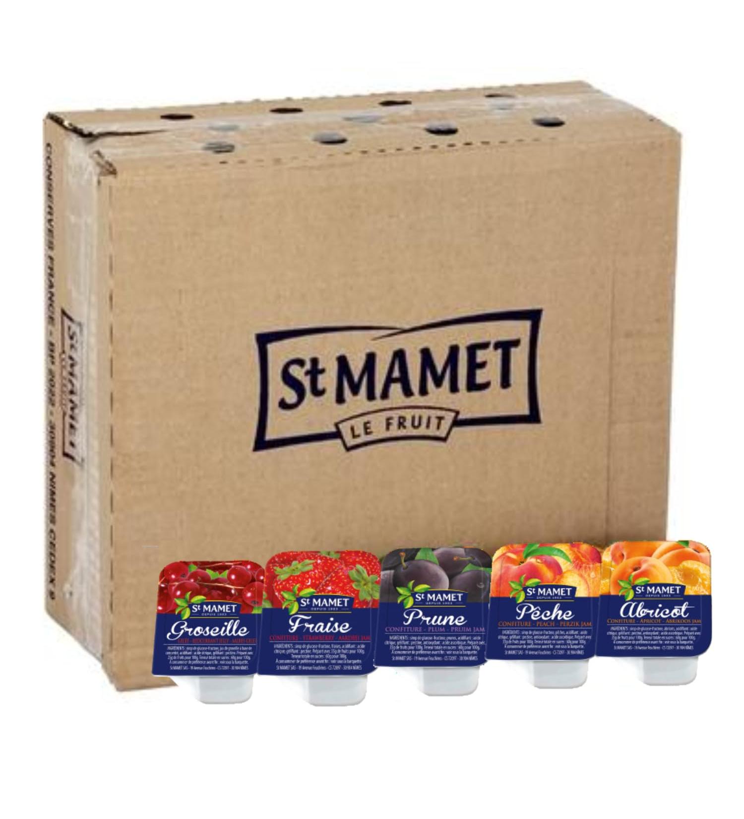 ST MAMET | 150 Trays of Strawberry Peach Apricot Plum and Currant Jelly Jam | Individual dose of 25 g to vary the pleasure - Buy Online on GoSupps.com