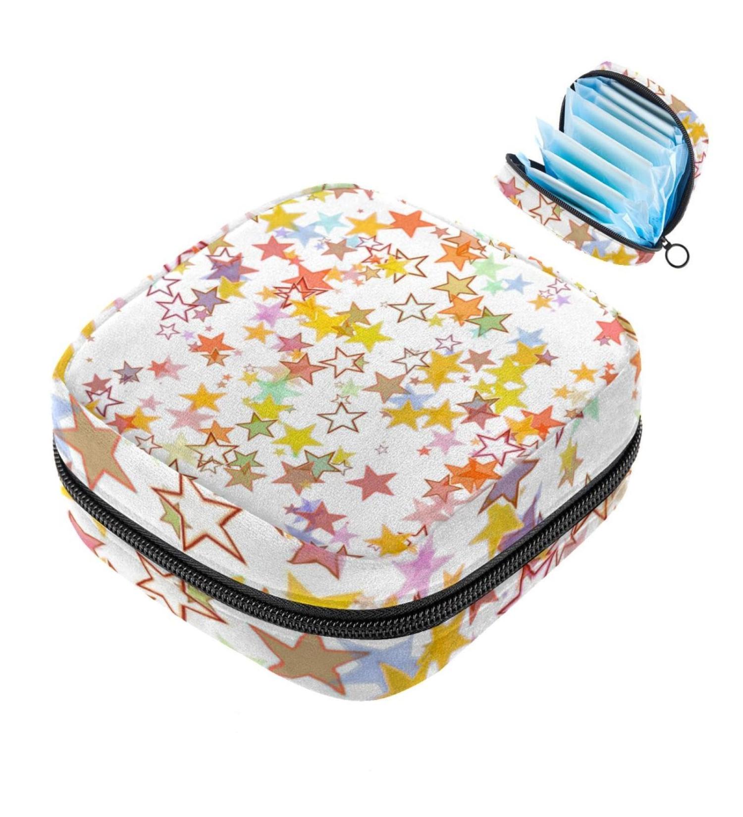 Colorful Star Storage Bags for Women's Bandages Menstrual Cups & Feminine Products - Large Zipper Pocket Period Inserts Panty Liners & Tampons - Buy Online on GoSupps.com