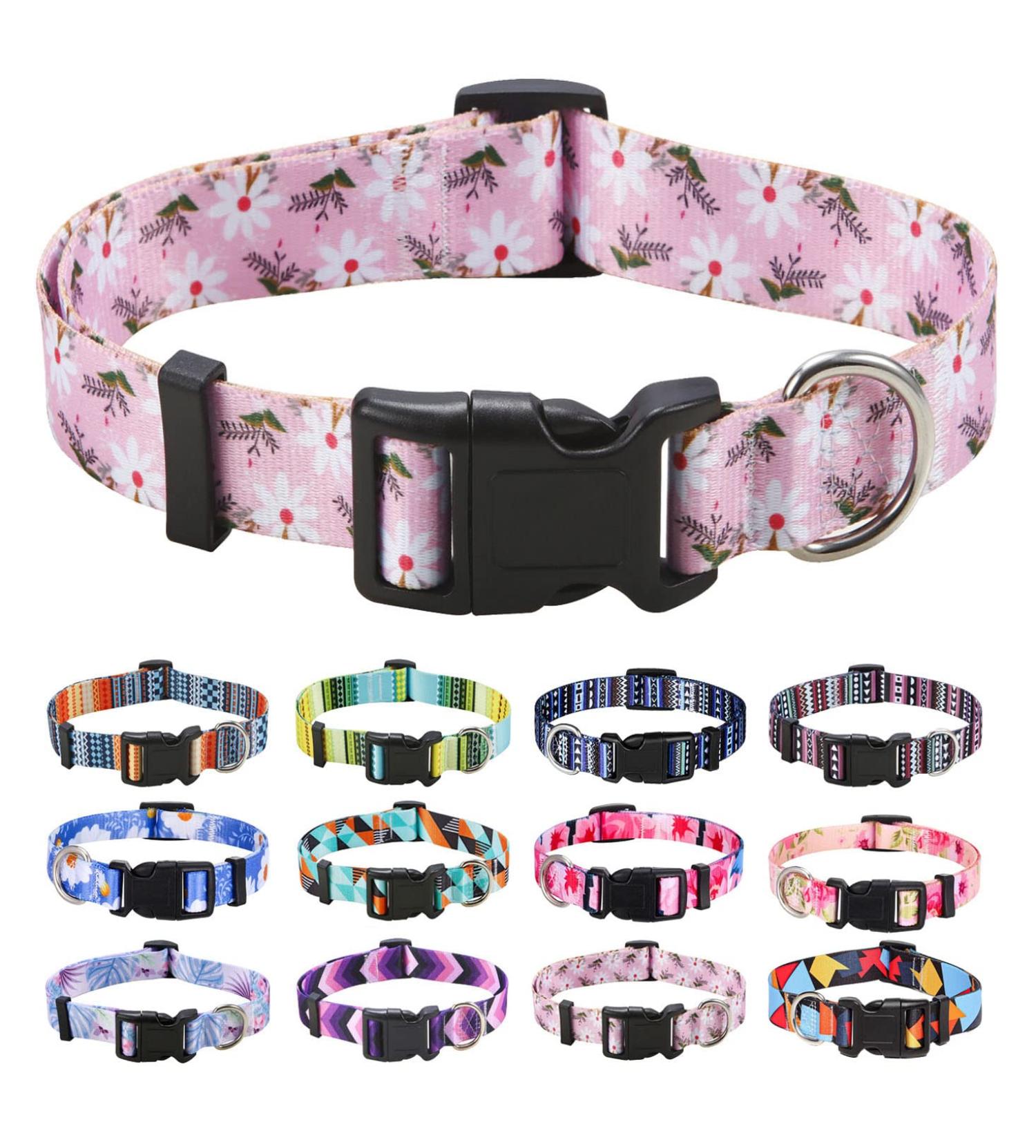 Mihqy Adjustable Dog Collar - Soft Comfort Design with Bohemian Flowers for Small Medium & Large Dogs | XS Size (20-30 cm Neck) - Buy Online on GoSupps.com