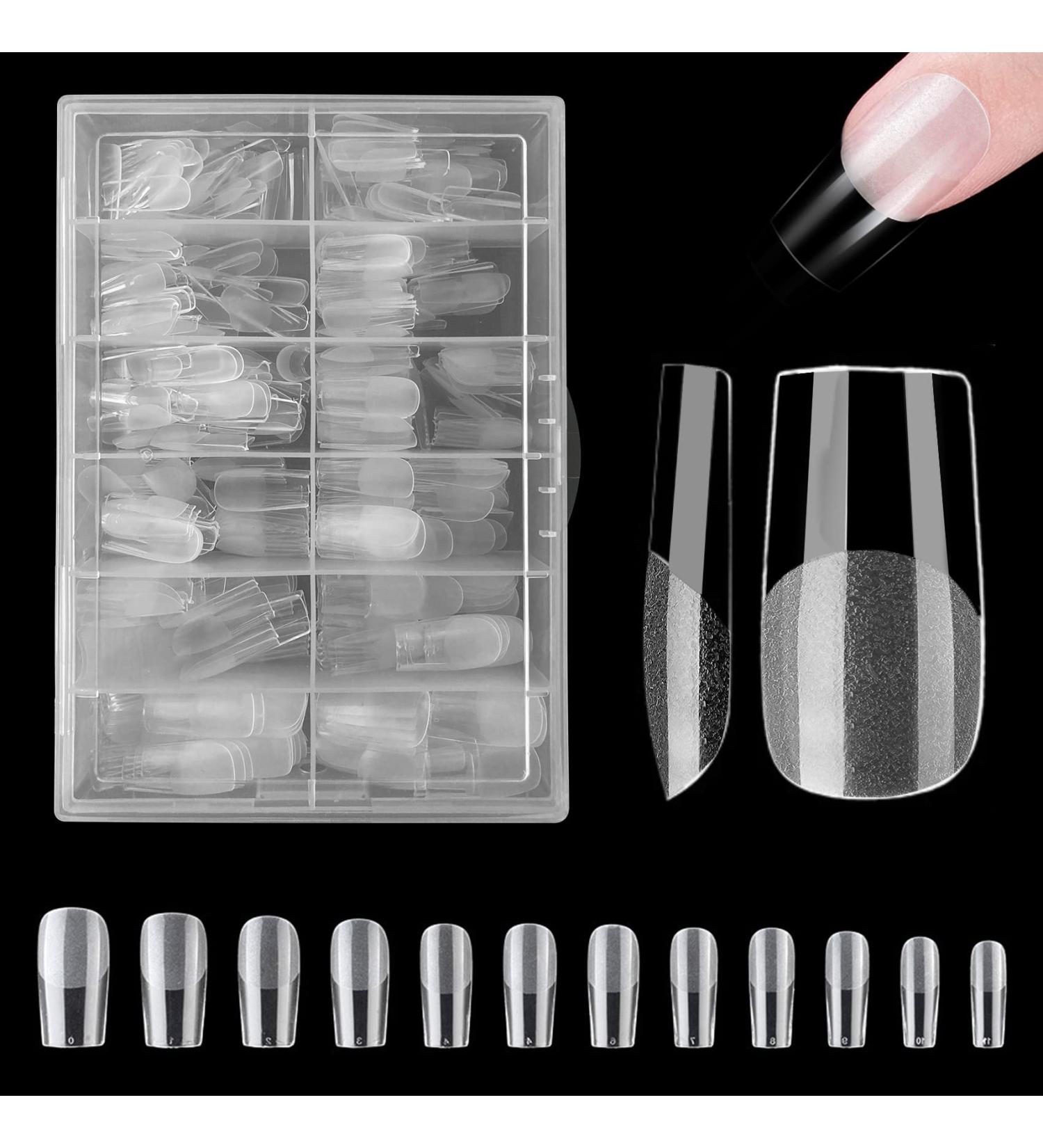 Shop NAGESTIPS Transparent Fake Nails - 420 Pcs Short Square Nail Tips Set | Full Cover | 12 Sizes for Professional Quality Manicures - Buy Online on GoSupps.com