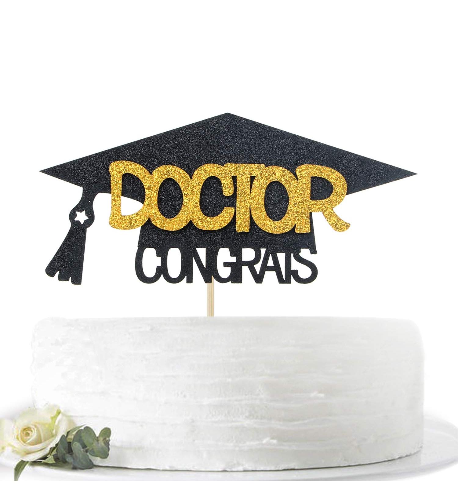 Black Glitter Congrats Doctor Cake Toppers - Future Doctor Cake Decor - 2023 Medical Doctor Graduation Party Decorations Supplies - Buy Online on GoSupps.com