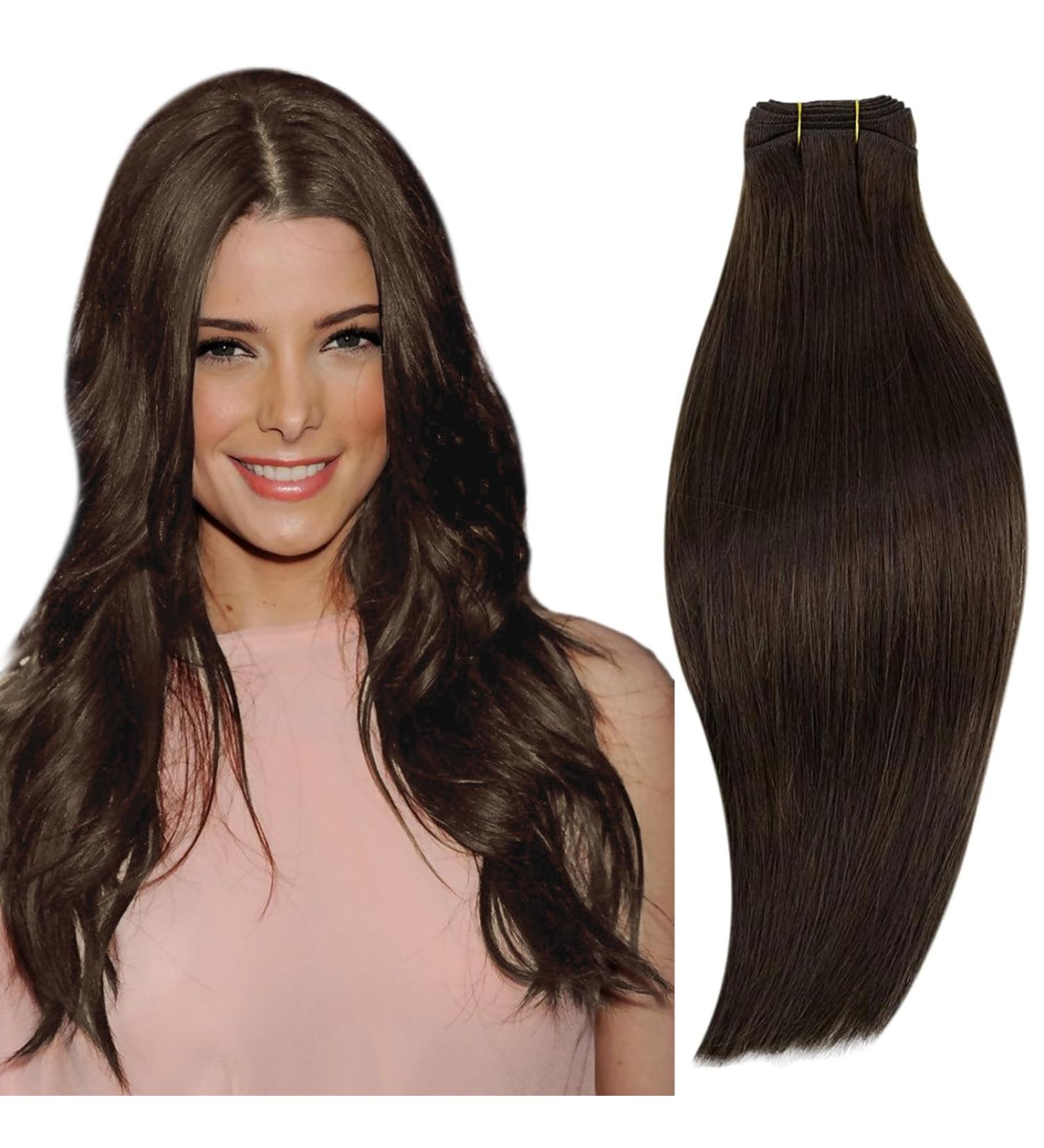 Runatur Real Hair Extensions - Dark Brown 40cm Tressen | 100g Sew-In Hair Extensions #2 - Buy Online on GoSupps.com