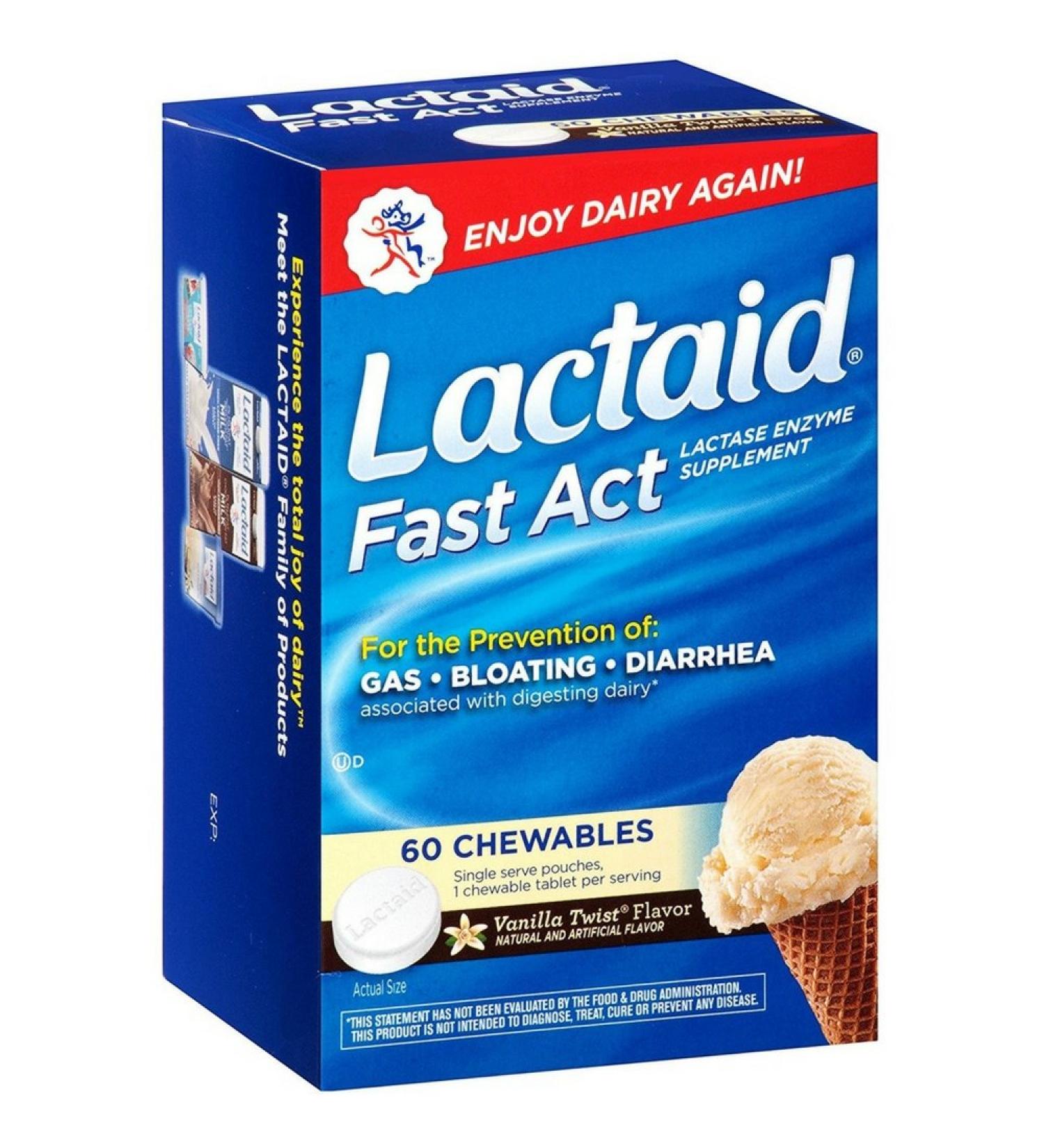 LACTAID Fast Act Chewables Vanilla Twist 60 ea (Pack of 2)