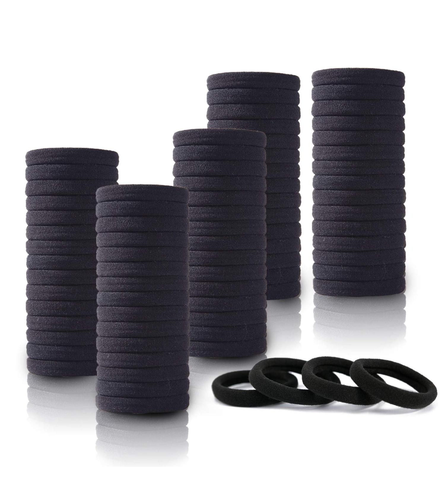 100PCS Seamless Thick Black Hair Ties for Women & Girls - Elastic Ponytail Holders | No Damage Hair Bands - Buy Online on GoSupps.com