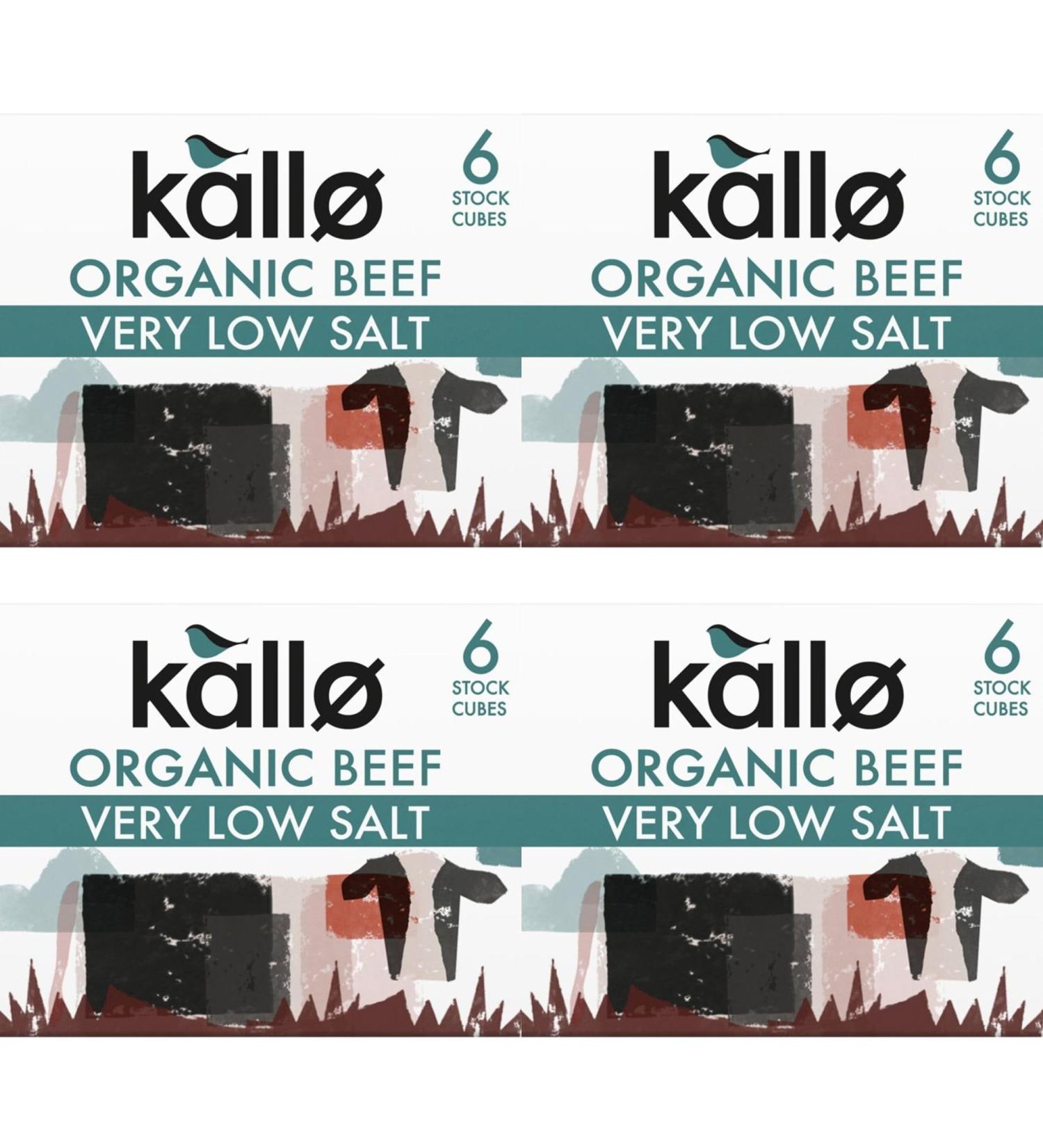 Kallo Very Low Salt Beef Stock Cubes 6x8g (4 Pack Bundle)