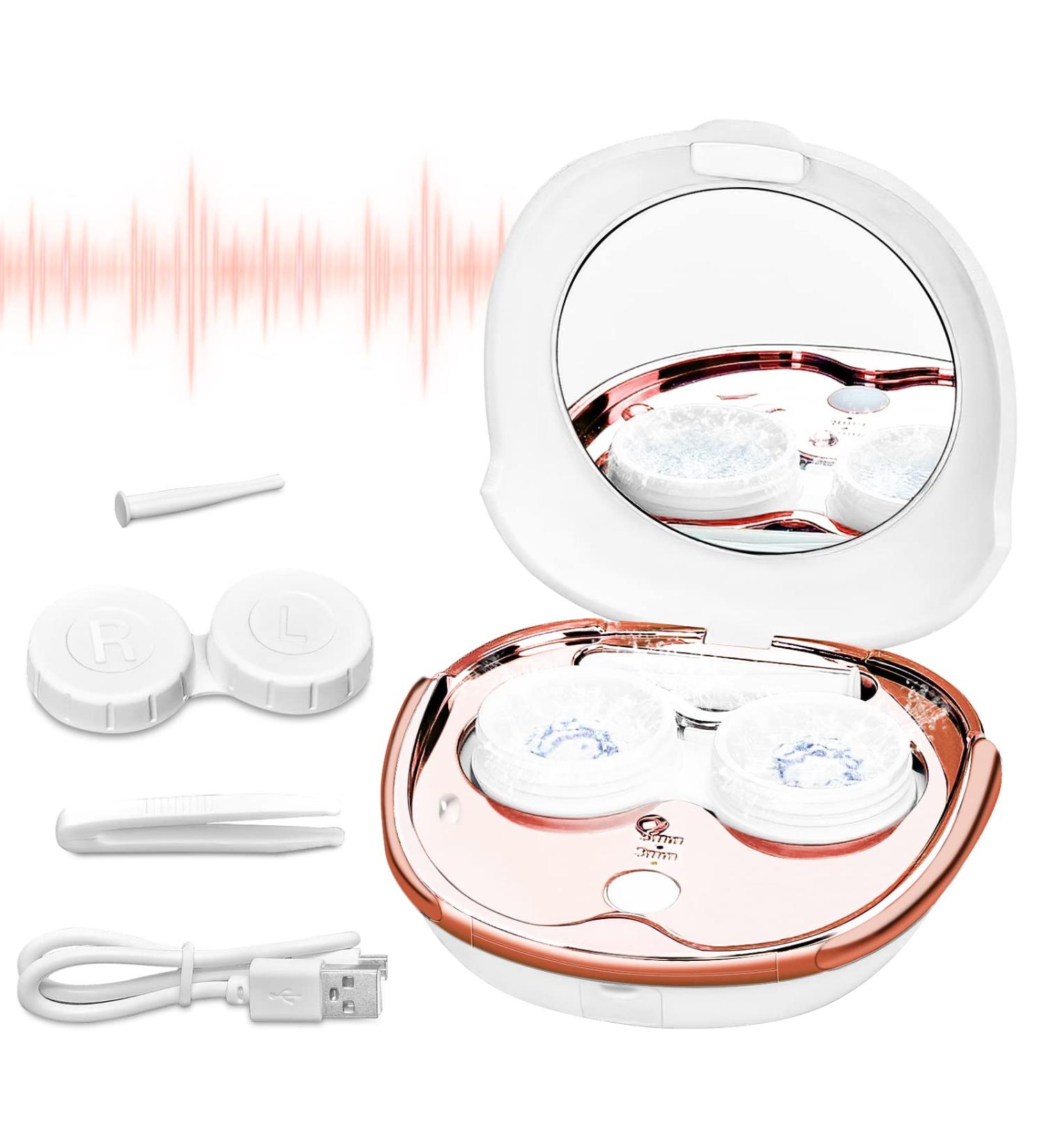 gdnspot Ultrasonic Portable Contact Lens Cleaner - Automatic, USB Charging, Suitable for Soft, Hard, Colored, RGP, and OK Lenses - White - Buy Online on GoSupps.com