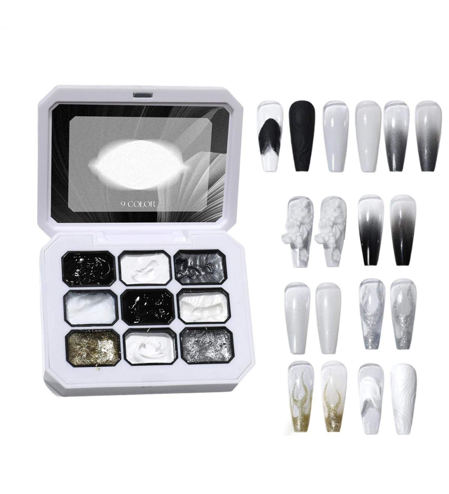 Gel de peinture pour ongles Ensemble cosm tique 9 grilles d grad longue dur e kit de peinture professionnel pour sculpture des ongles | Pigment facile appliquer pour les d butants les salons - Buy Online on GoSupps.com