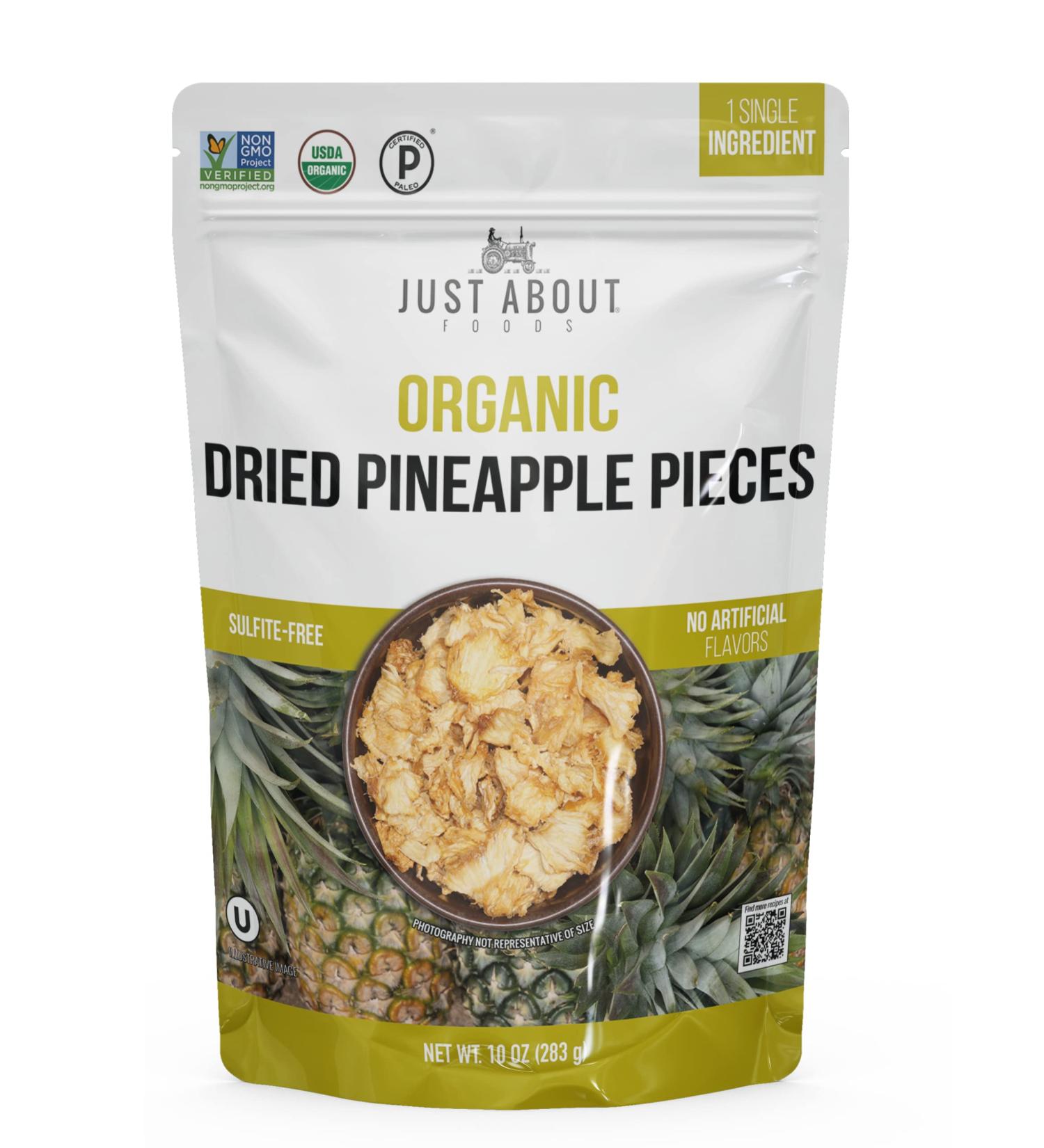 Just About Foods Organic Dehydrated Pineapple 283g | Premium Quality Snack - Buy Online on GoSupps.com
