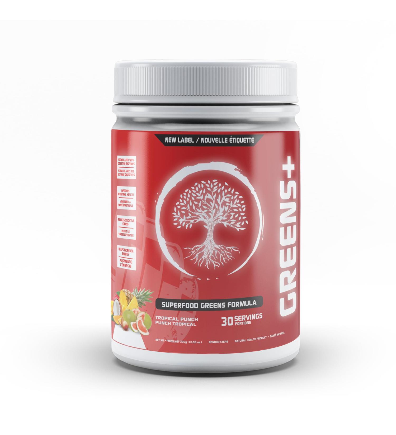 Predator Labs Greens+ All in one green and fruit superfood formula 30 servings Tropical Punch Flavors Improve gut health and reduce oxidative stress 100% delicious with digestives enzymes - Buy Online on GoSupps.com