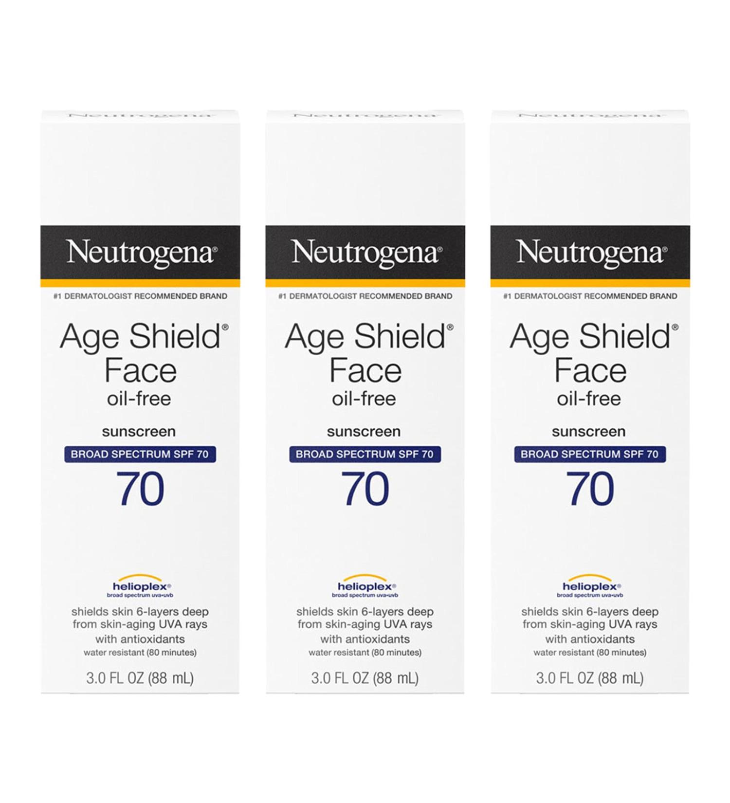 Neutrogena Age Shield Face Sunscreen Lotion SPF 70, 3 oz (Pack of 3) - Buy Online on GoSupps.com