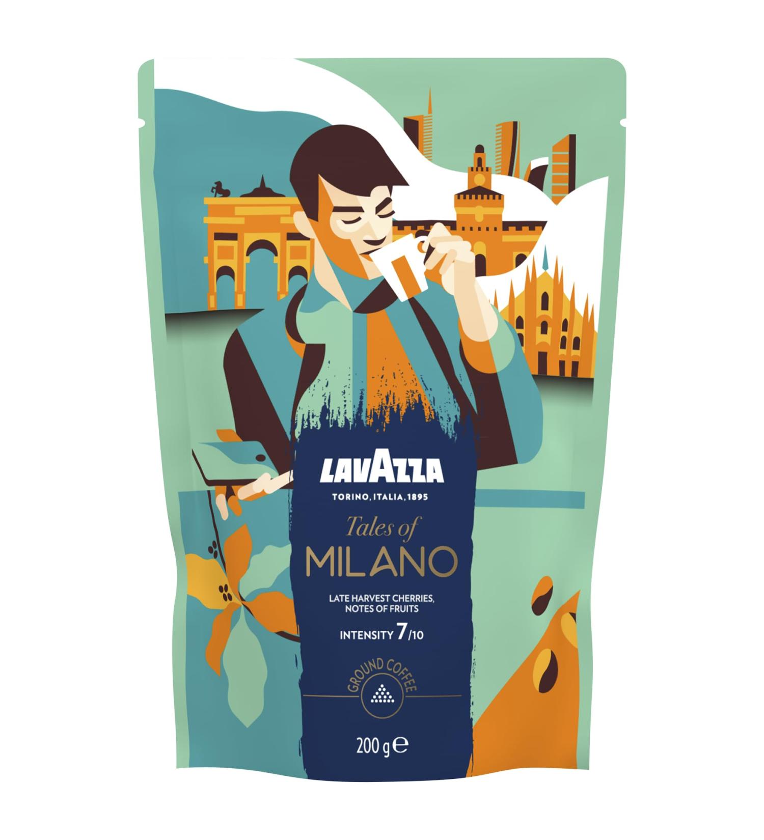 Lavazza Tales of Milano Caf Moulu 200 g Id al pour la Machine Filtre ou Manuelle Notes de Miel et Fruits Secs 100% Arabica Intensit 7/10 Torr faction Claire 200 g (Lot de 1)