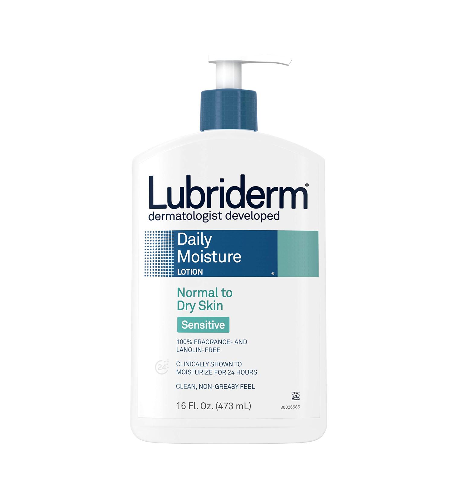 Lubriderm Daily Moisture Body Lotion for Sensitive Skin - Vitamin B5 Unscented Non-Greasy 16 fl. oz - Fast International Shipping - Buy Online on GoSupps.com