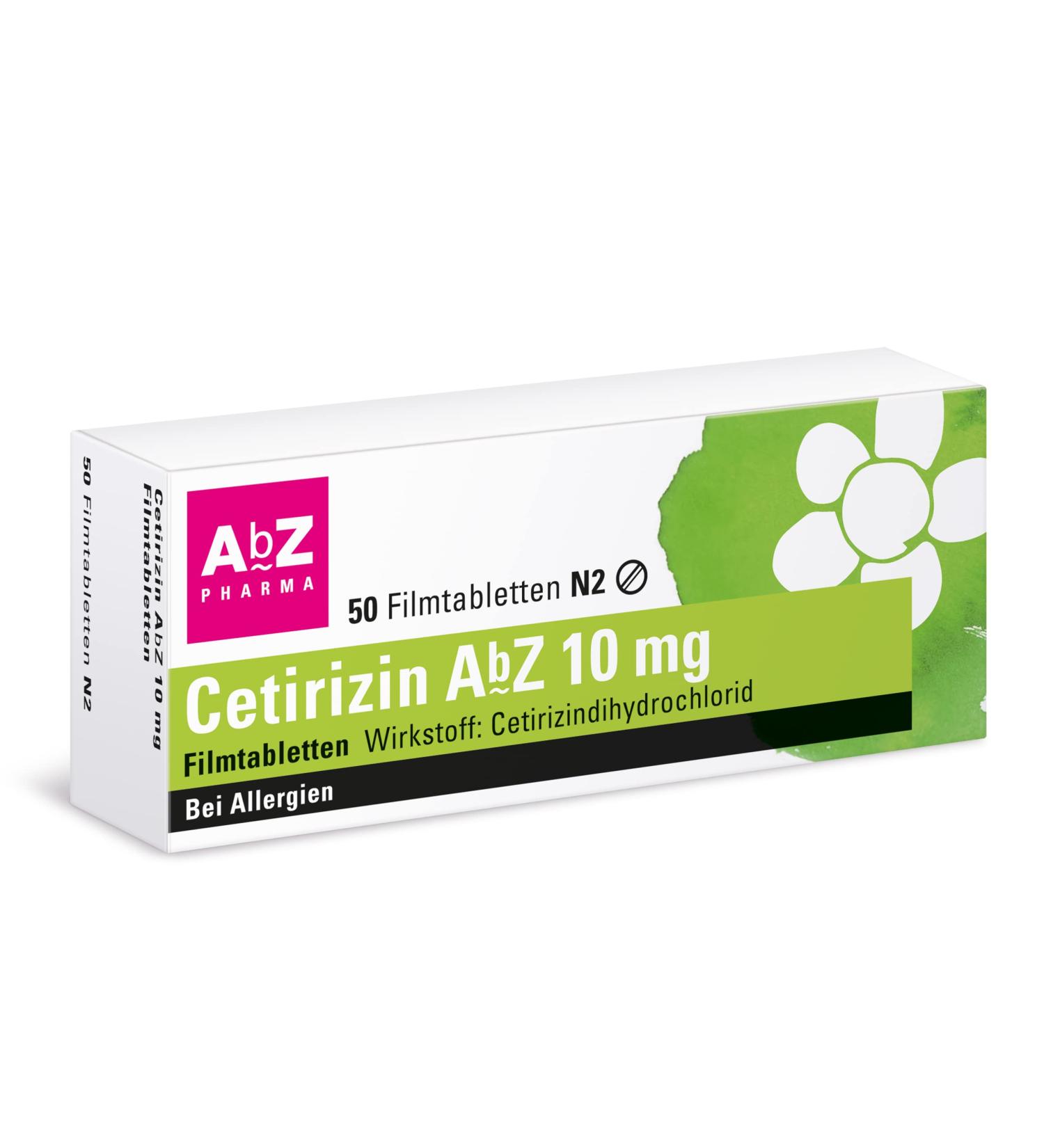 Cetirizine AbZ 10 mg - Hay Fever & Urticaria Relief | 50 Film-Coated Tablets - Buy Online Internationally - Buy Online on GoSupps.com