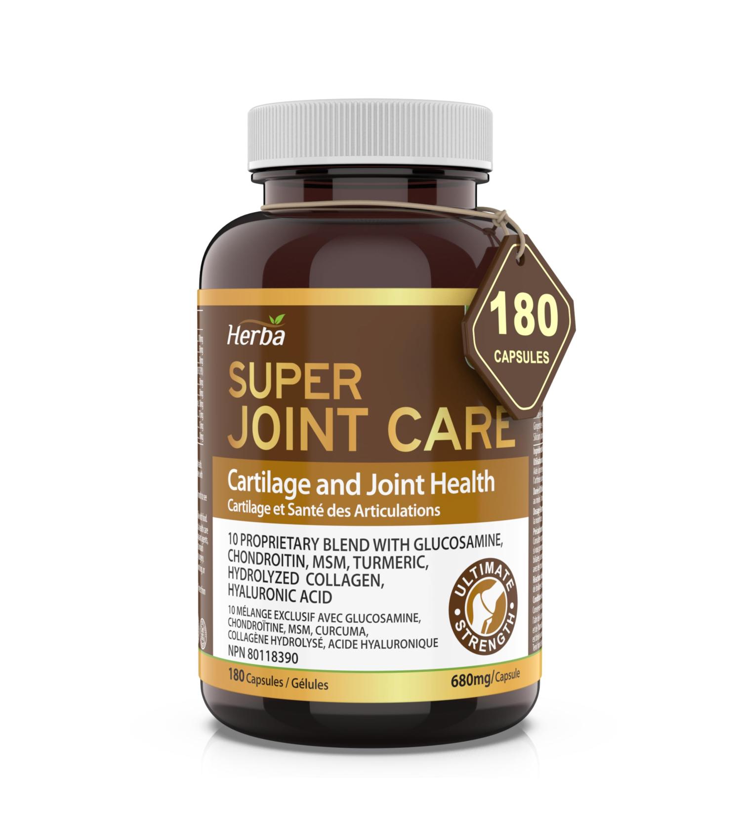 Herba Joint Pain Relief Supplement with Glucosamine Chondroitin MSM Capsules 180 Count | Move Free with 10-in-1 Formula Including Boswellia Collagen Bromelain Hyaluronic Acid | Helps Ease Joint Pain and Osteoporosis of the Knee | Joint Care - Buy Online on GoSupps.com