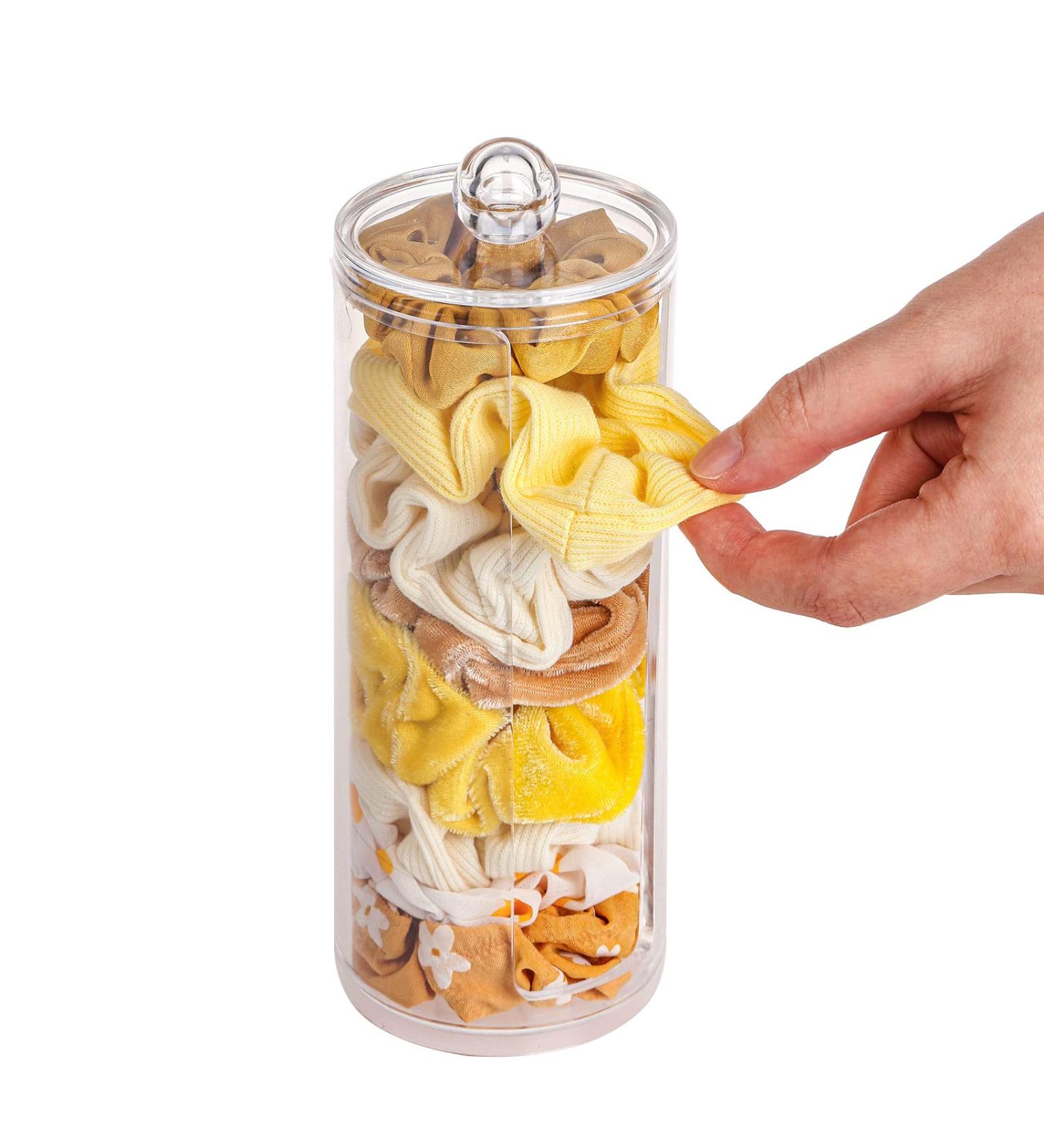 FABROK Clear Scrunchie Holder with Lid - Portable Hair Tie Organizer Stand for Teen Girls - Stylish Hair Accessories Display Stand - Buy Online on GoSupps.com