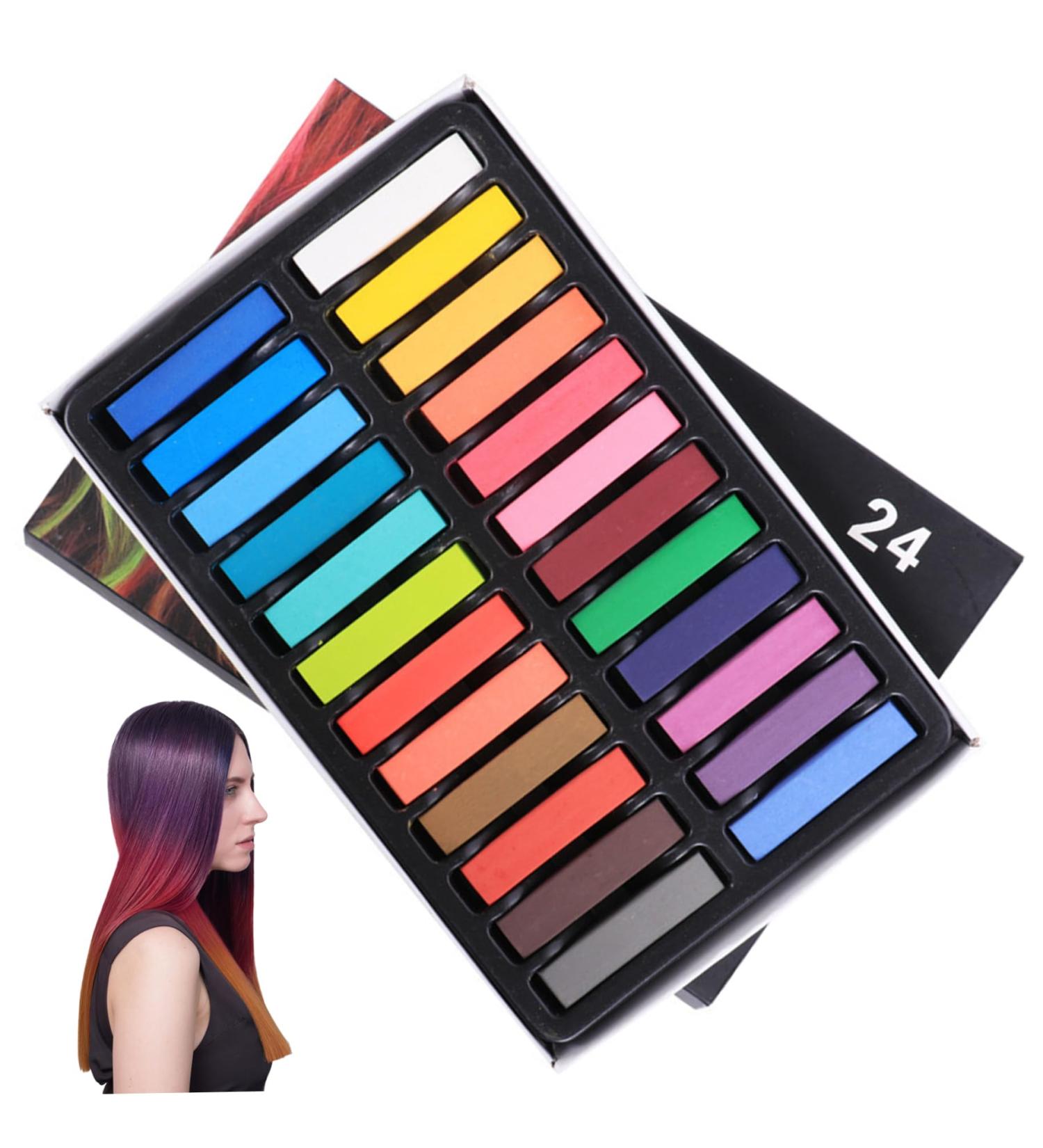 Hair Chalk Hair Chalk 24 Colors Temporary Hair Dye Safe Hair Chalk for Kids Washable Temporary Hair Colour Pen Colorful Gifts nice Toy for Kids & Adults Halloween Carnival Cosplay Party - Buy Online on GoSupps.com