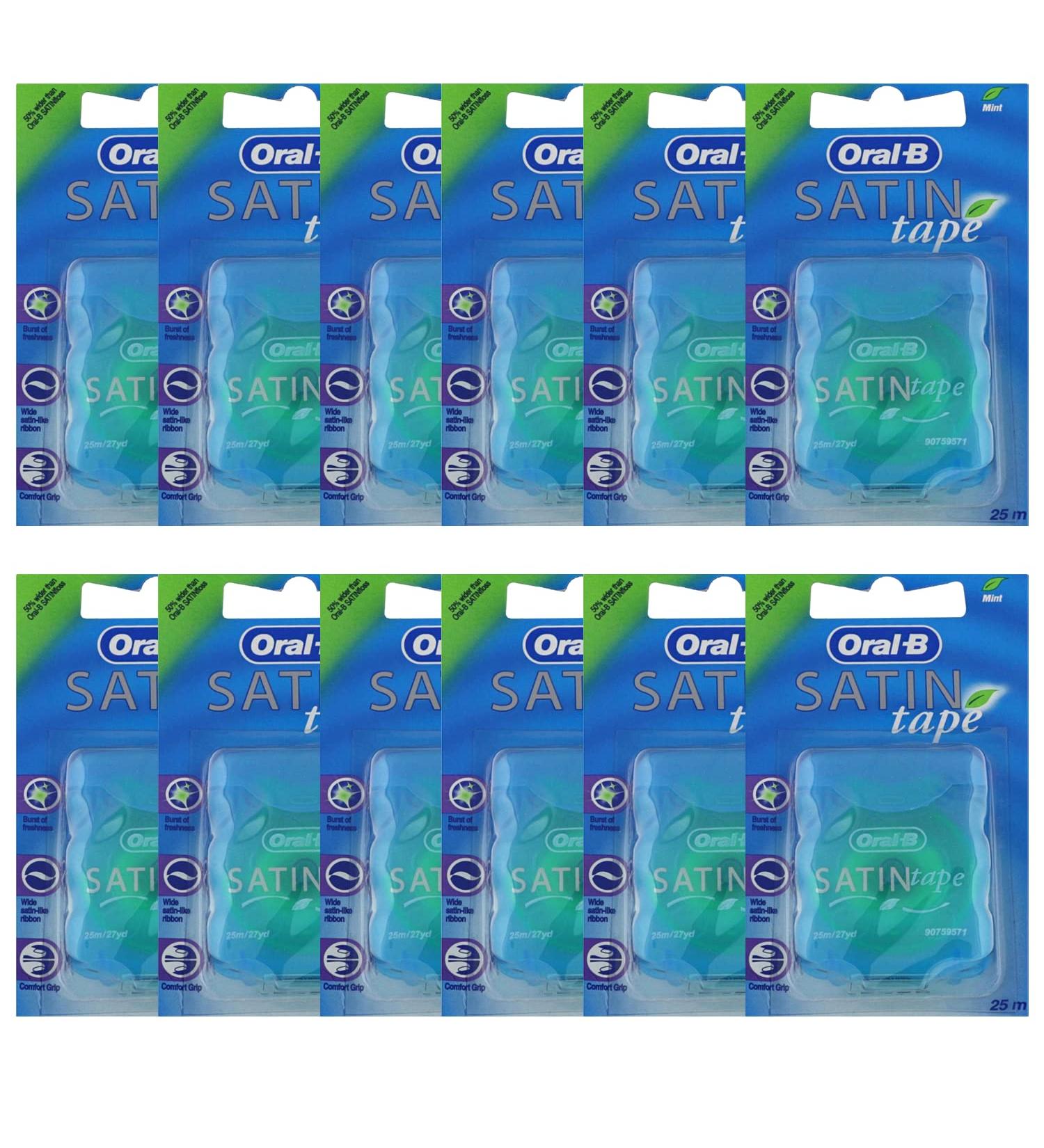 Oral-B Satin tape mint dental floss 25 m pack of 12 12 x 25 m