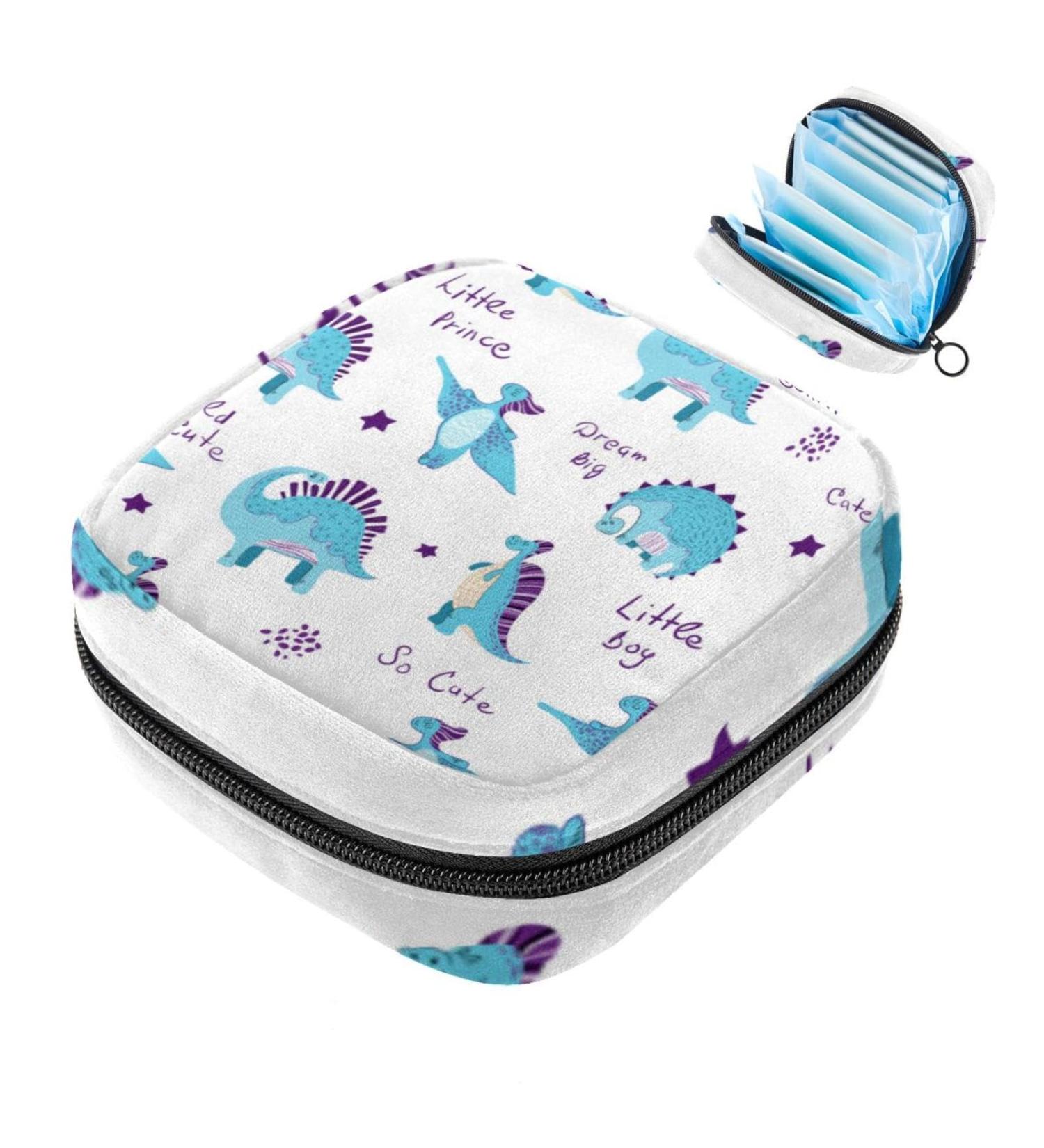 Cartoon Dinosaur Storage Bag for Women | Large Zipper Pocket for Menstrual Cup & Essentials | Multi-Colored Solution for Panty Liners Tampons & More - Buy Online on GoSupps.com